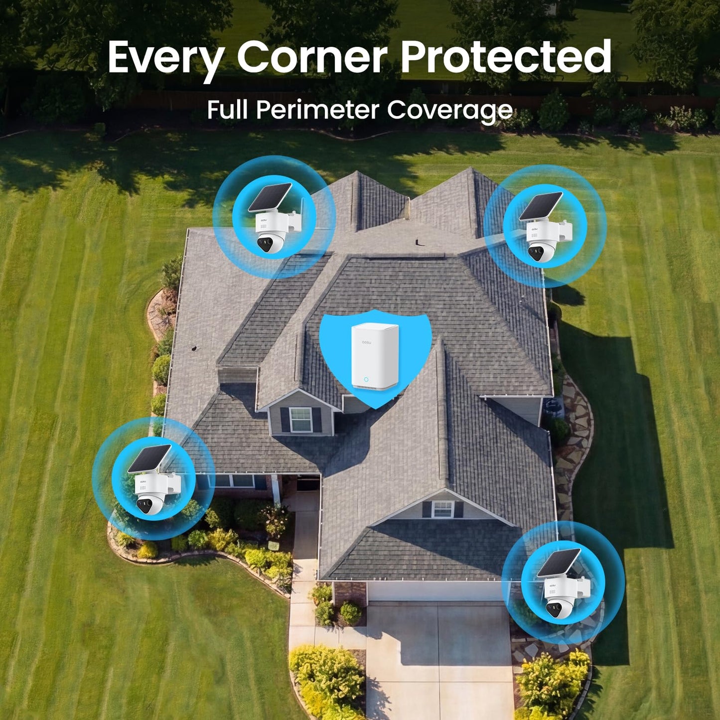 aosu T2 Ultra 4K Security Cameras Wireless Outdoor, 4 Cam Kit, Smart Home Security System with TrueColor Night Vision, AI Recognition & 360° Motion Tracking, Solar Power, Expandable 1TB Local Storage