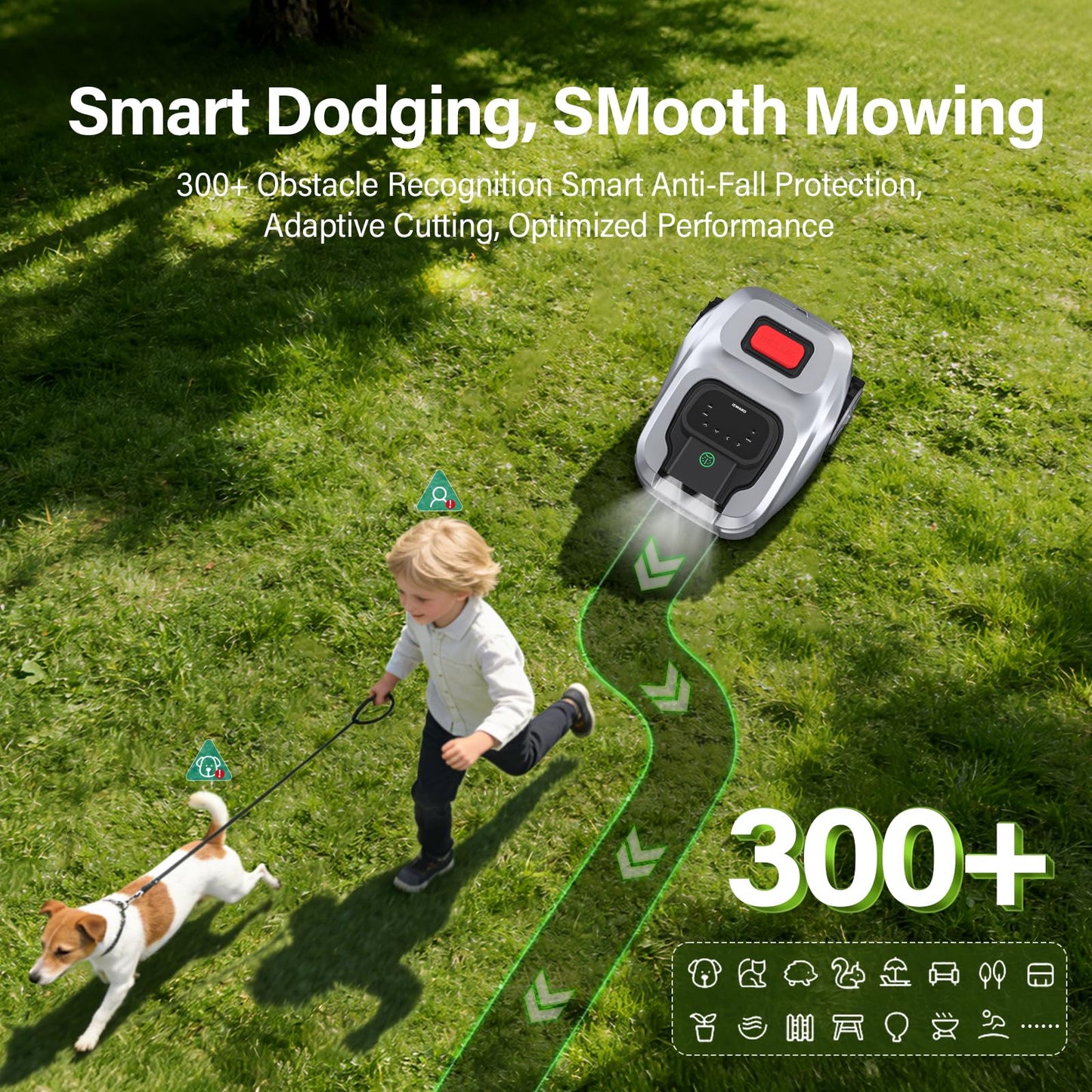 GX Robot Lawn Mower, Perimeter Wire Free RTK+ AI Vision Robotic Lawnmower for 0.62 Arce, Zero-Edge Cutting, Automated Mapping, APP Control, 3D Obstacle Avoidance, 60% Slope