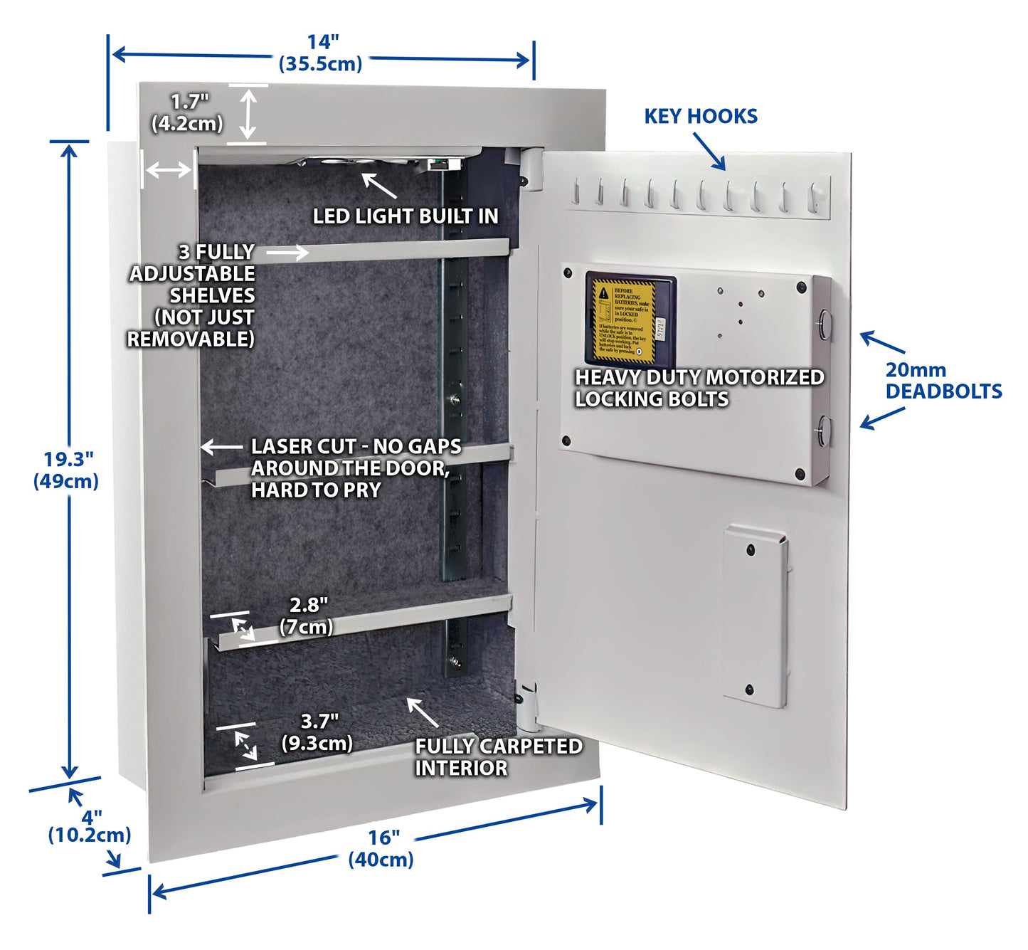 Viking Security Safe VS-52BLXW Heavy Duty Hidden in Wall Safe Biometric Fingerprint