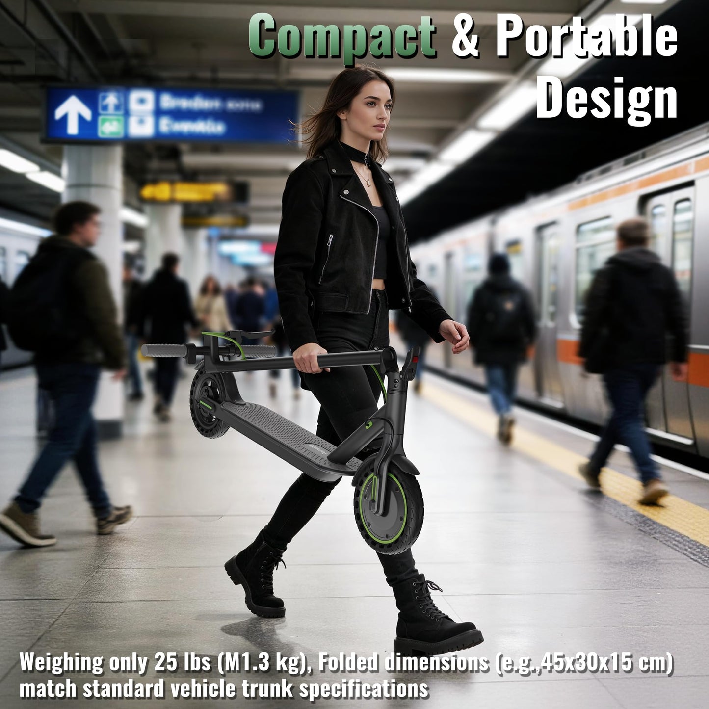 Roinside Electric Scooter for Adults - 8.5" Solid Tires, 350W Motor, Up to 19 MPH and 16 Miles Long-Range Commuting Folding E-Scooter with Dual Braking System and Smart App