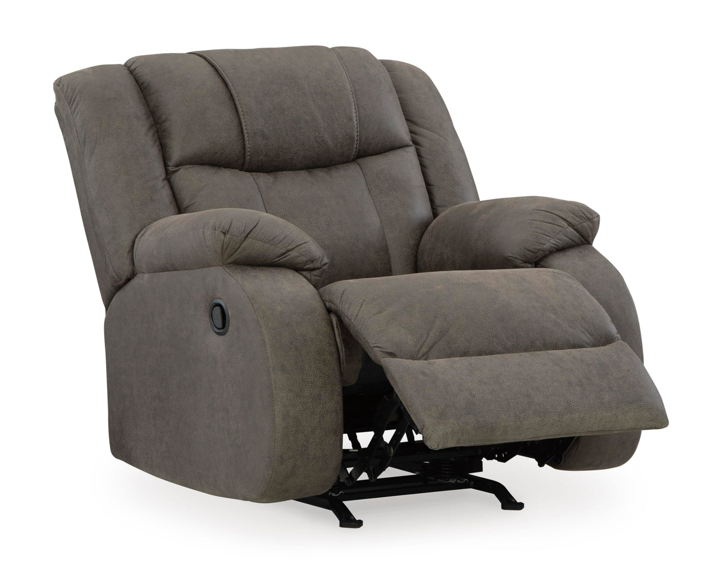 Signature Design by Ashley First Base Modern Faux Leather Rocker Recliner, Gray