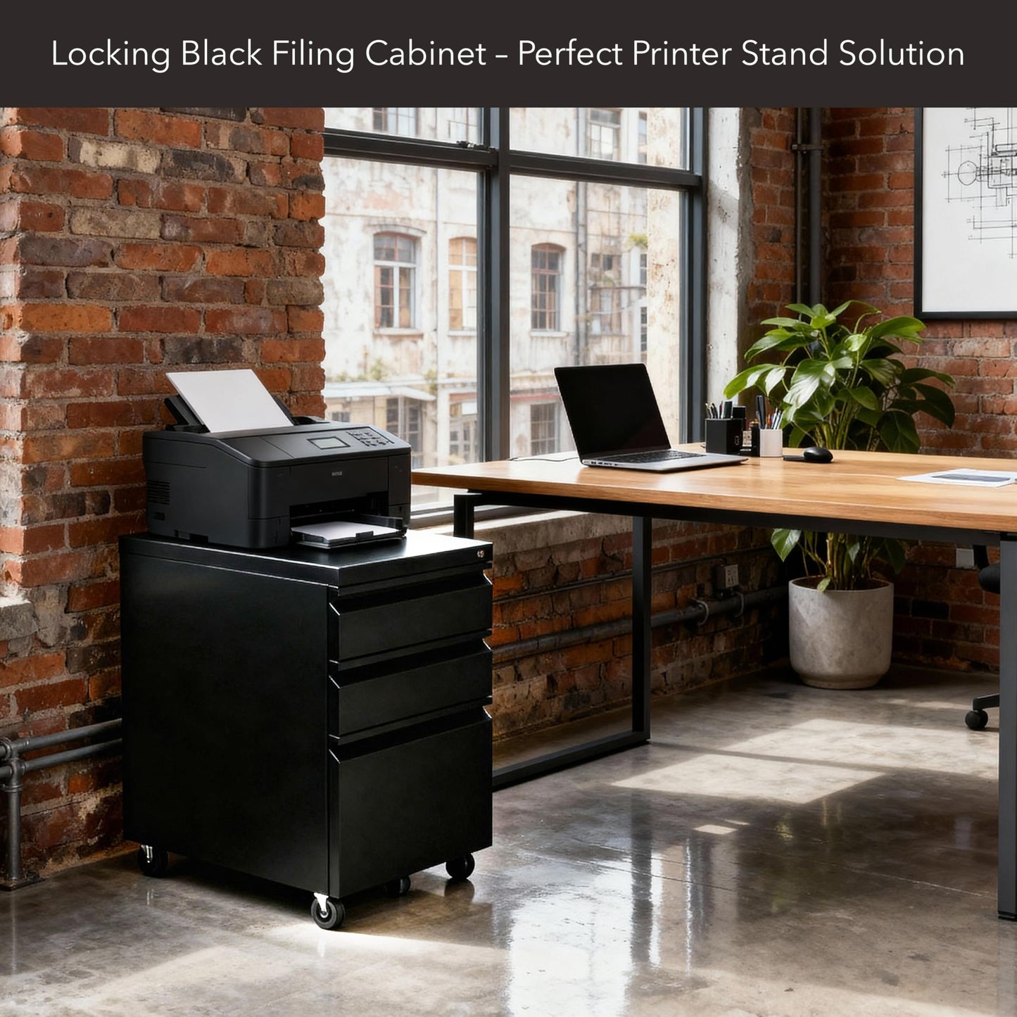 Mount-It! 3 Drawer File Cabinet with Lock and Wheels, Heavy-Duty Steel Rolling Drawer Cabinet, Fully Assembled Under Desk Filing Cabinet for Home Office Storage, 15.3" W x 19.75" D x 24.5" H, Black
