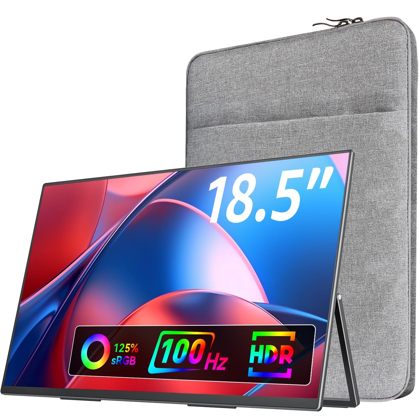 VisionOwl Portable Monitor for Laptop, IPS USB-C HDMI Travel Second Monitor for MacBook Pro Air, PC, PS5, Xbox, Portable Second Screen, Built-in Kickstand, Speakers, VESA Mountable, 18.5 Inch