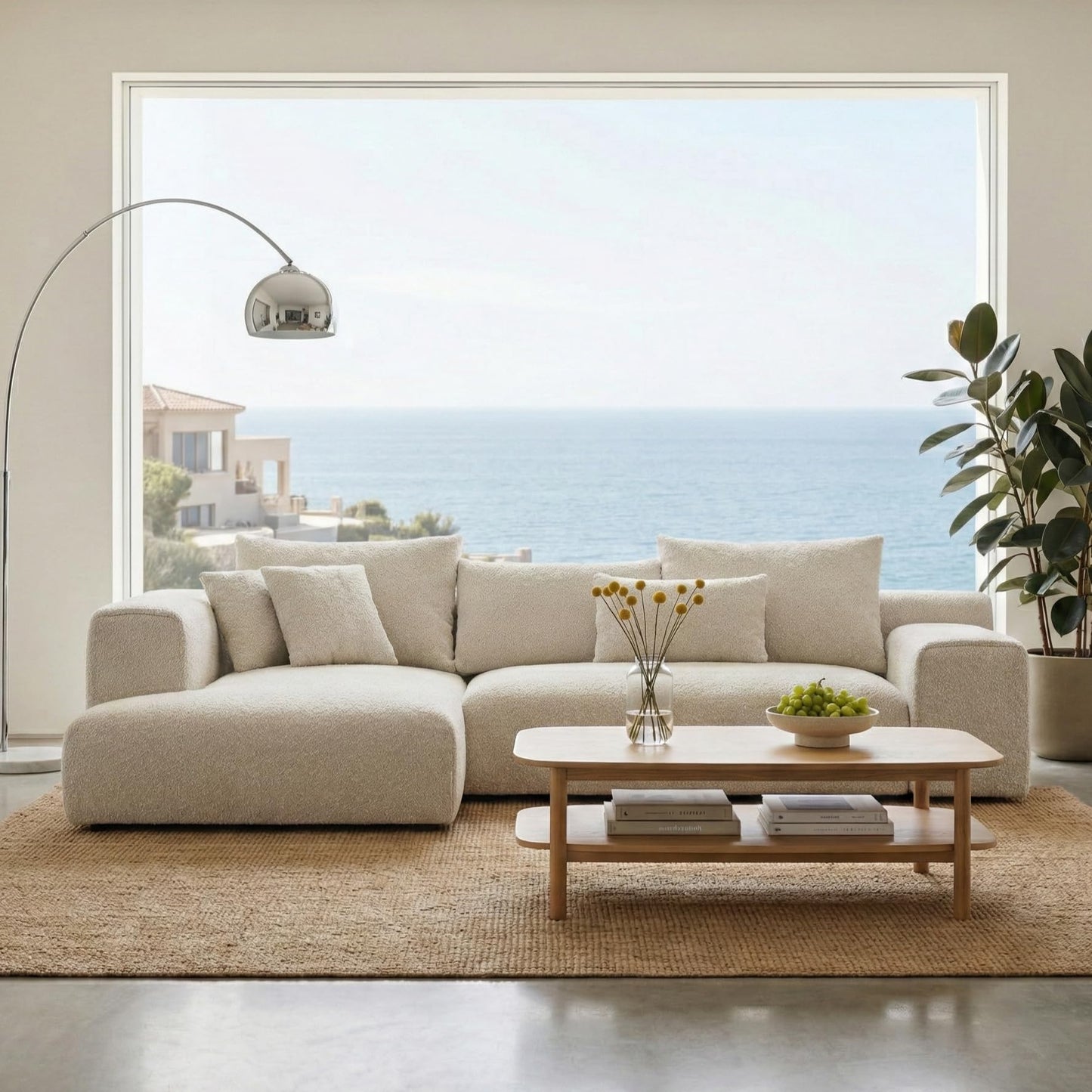 Acanva Modern Oversized Modular L Shaped Sectional Sofa Set for Living Room, Minimalist Style Comfy 4-Seat Corner Couch, Left Chaise, Wool-Like