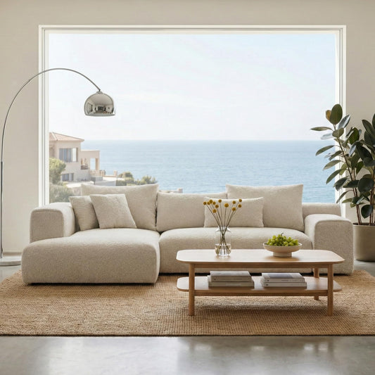 Acanva Modern Oversized Modular L Shaped Sectional Sofa Set for Living Room, Minimalist Style Comfy 4-Seat Corner Couch, Left Chaise, Wool-Like