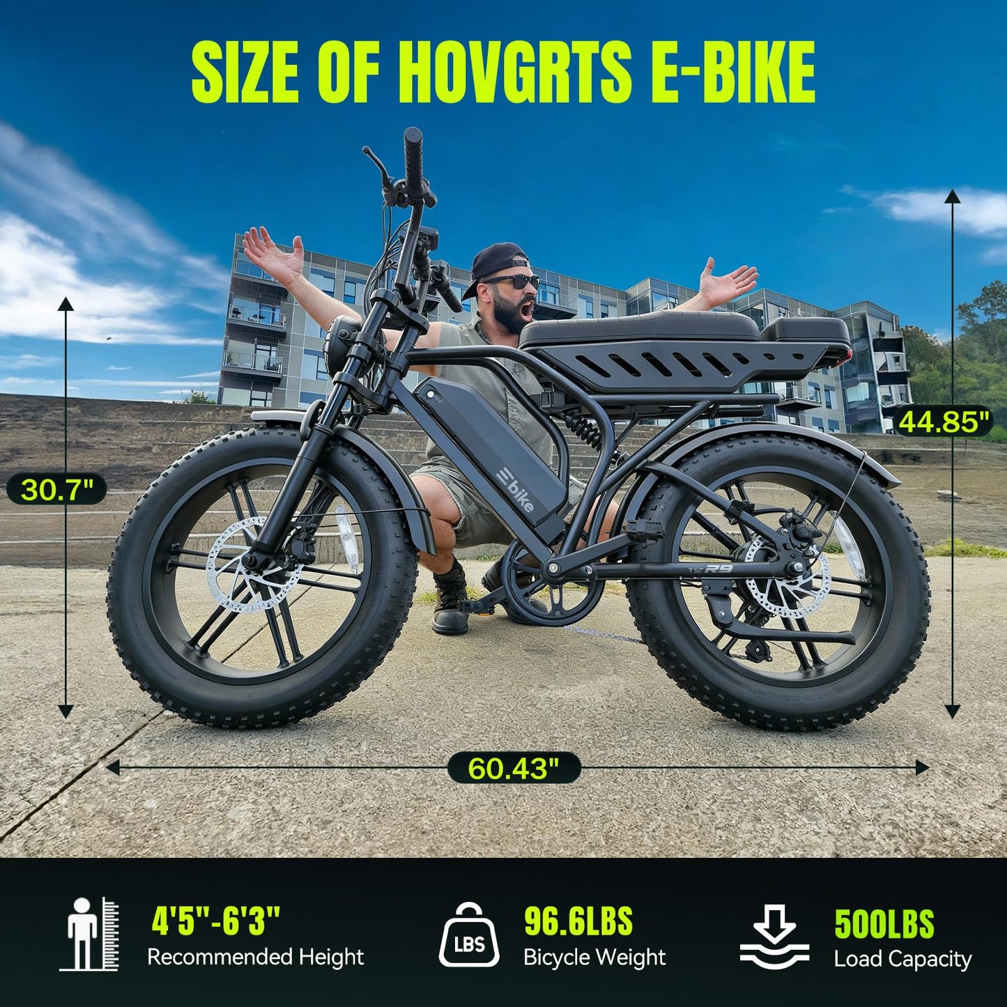 TST Electric Bike for Adults 1500W Peak 20" Fat Tire All-Terrain E-Bike 60/130 Miles Electric Dirt Bike - 48V 15/30AH Battery Tested to UL 2849 Powered Electric Bicycle