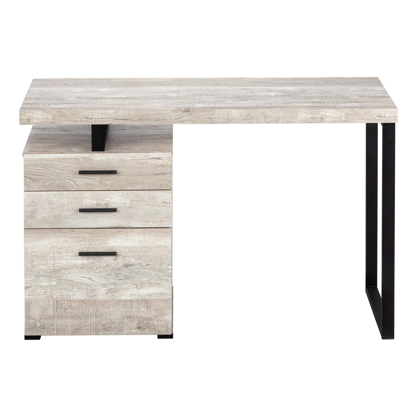Monarch Specialties Computer Desk with File Cabinet - Left or Right Set- Up - 48"L (Taupe Reclaimed Wood Look),