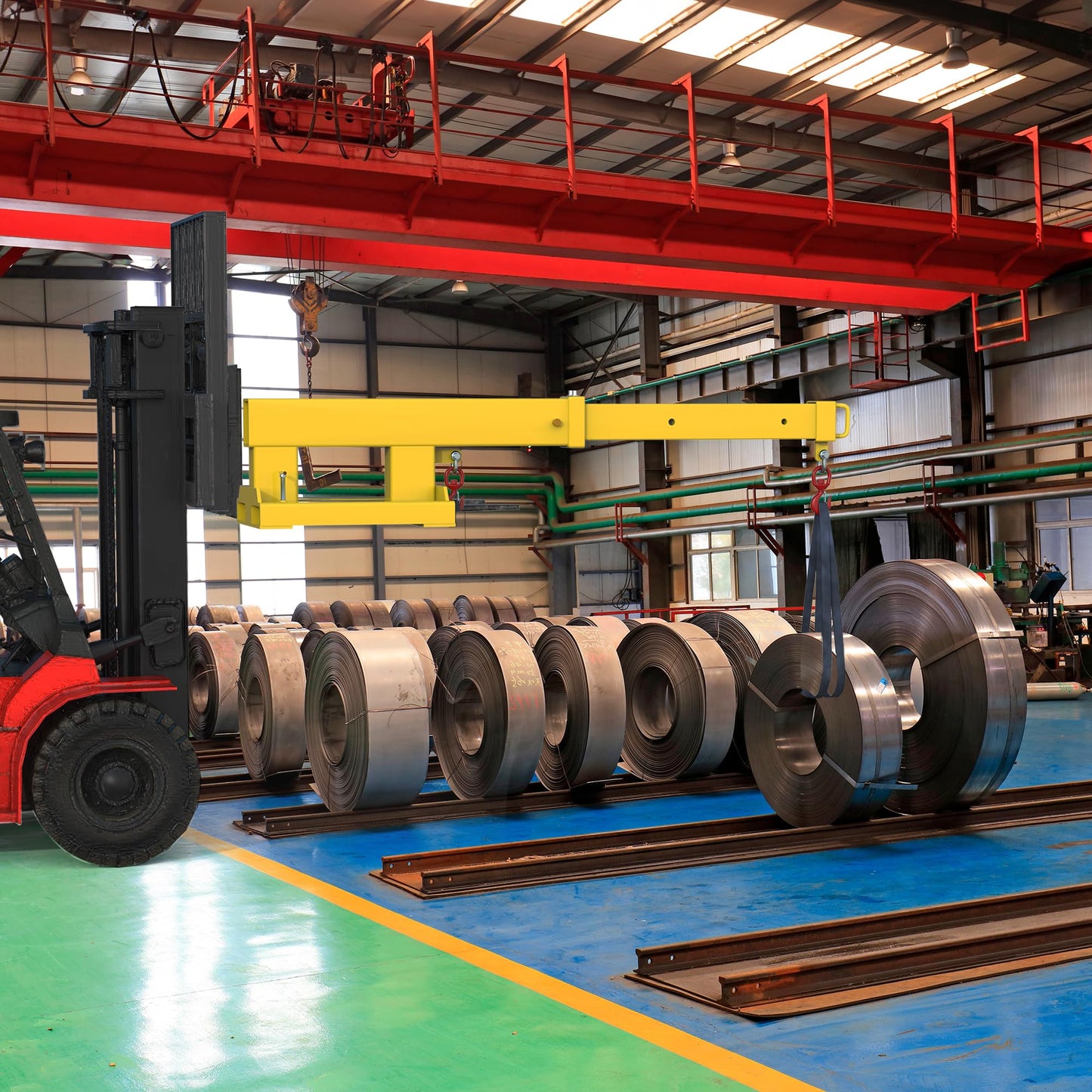 YITAMOTOR Fork Mounted Telescoping Crane Jib Boom 5500lb Lift Capacity, Manual Telescopes 31in-79in for Warehouse or Factories