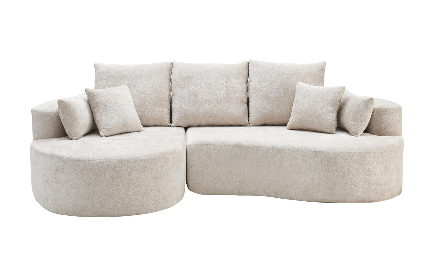Christopher Knight Home Carden 106" Curved Modular Sectional Sofa, Comfy Sofa Couch with Chaise Lounge, Modern Cloud Couch with Deep Seat, Fabric Upholstered Set for Living Room Bedroom, Silver Lining