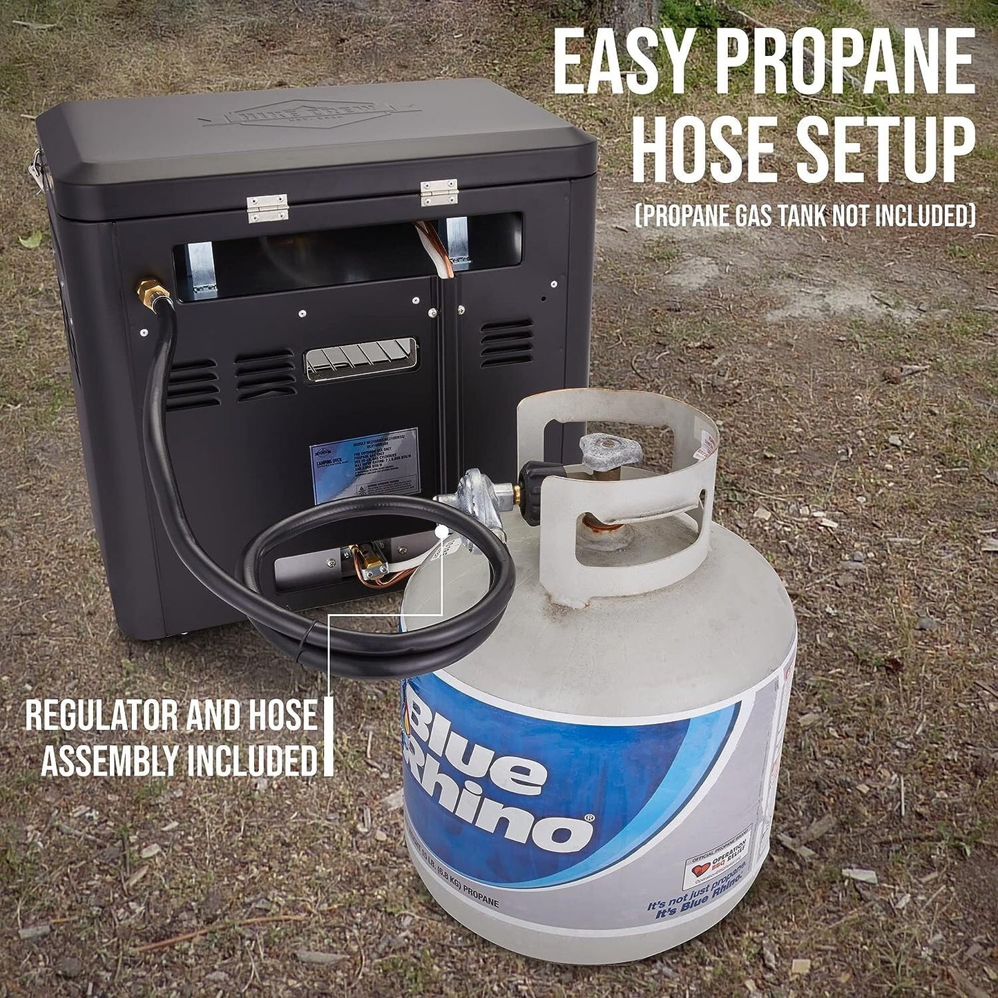 Hike Crew Outdoor Gas Camping Oven w/Carry Bag | CSA Approved Portable Propane-Powered 2-Burner Stove & Auto Ignition, Overheat Safety Shutoff, Built-In Thermometer Hose Regulator Included