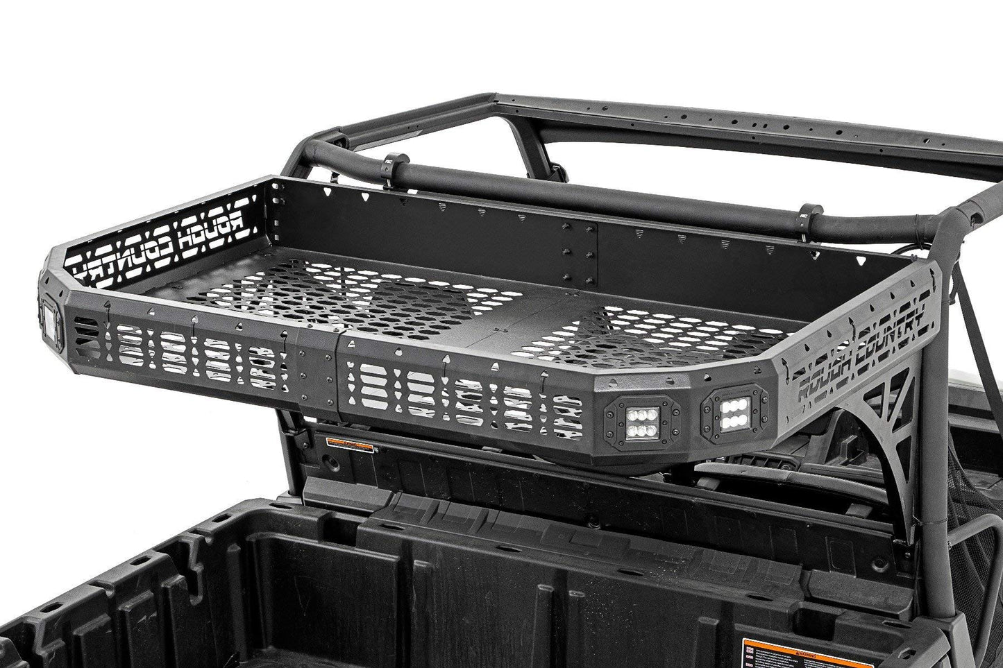 Rough Country Rear Cargo Rack for Polaris Ranger 1000 & XP 1000 - Heavy-Duty Steel with Tie-Down Mesh Panels, Easy Bolt-On Install
