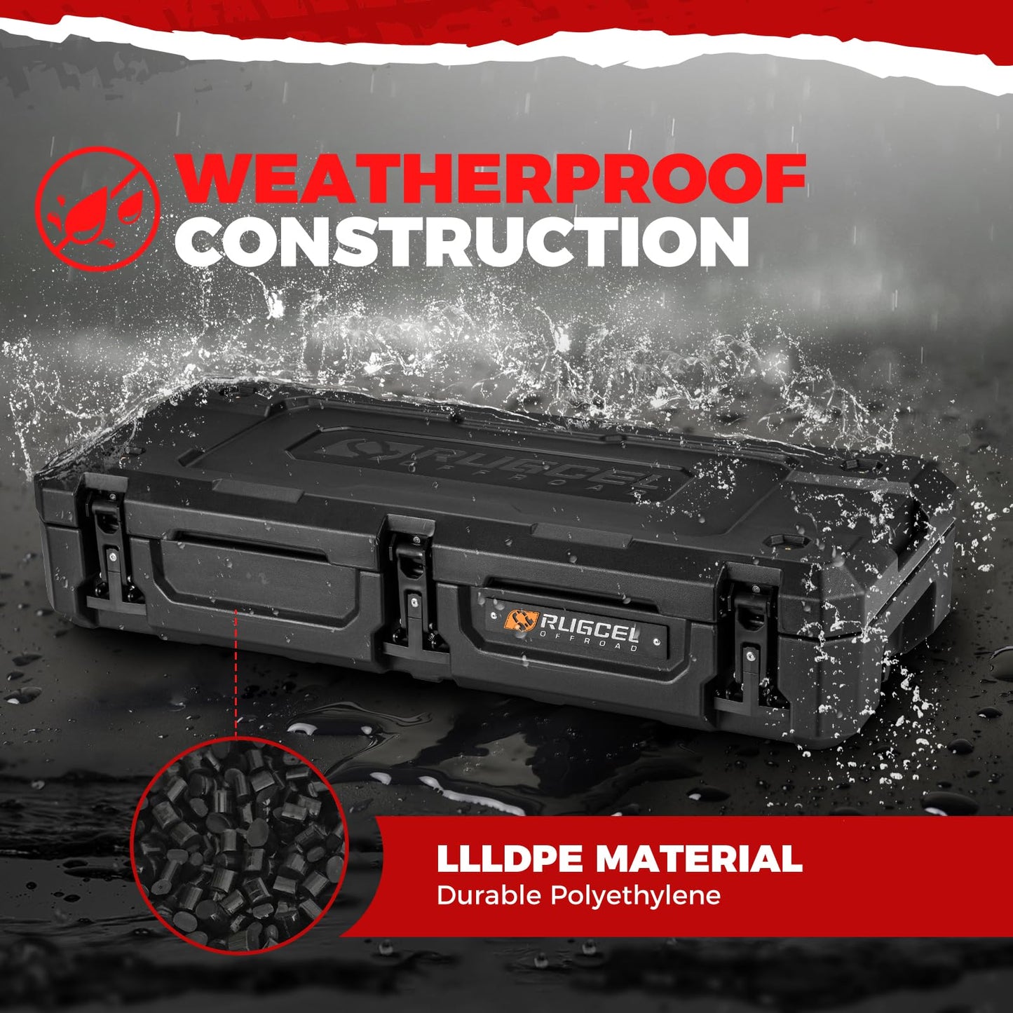 RUGCEL 98QT Waterproof Dry Box - Off-Road Case for Car Camping, Roof Rack