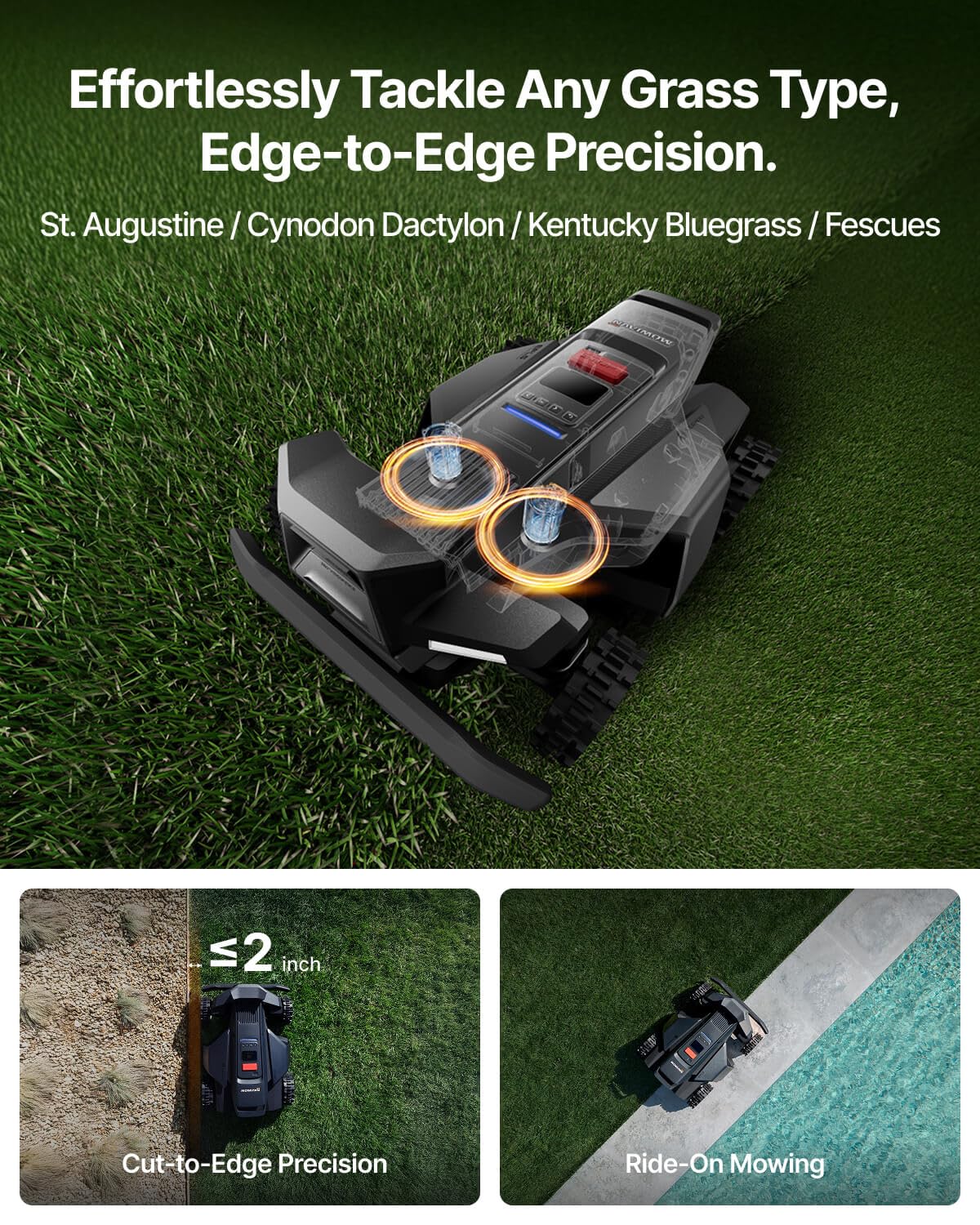 Segway Navimow X430 Robot Lawn Mower Wire Free, for up to 1 Acre, 4WD for 84% Slopes, Zero-Turn for Damage-Free Mowing, ORV-Tuned Lawnmower, MowMentum with 2 × 180W Motors, 0.75–4 in Cutting Height