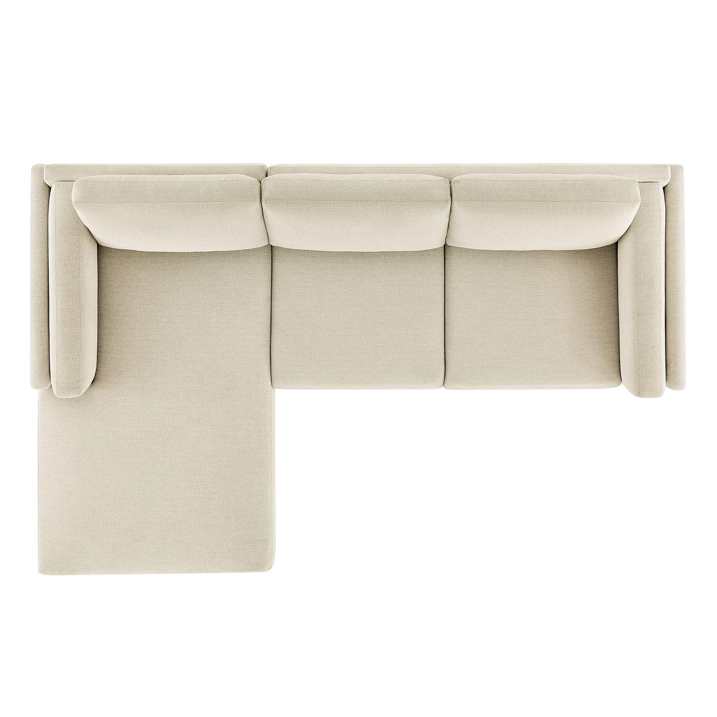 Modway Roscoe Left-Facing Sectional Sofa with Chaise in Ivory - 2-Piece Mélange Chenille Fabric Deep Seat Couch, L Shaped Modular for Living Room or Lounge