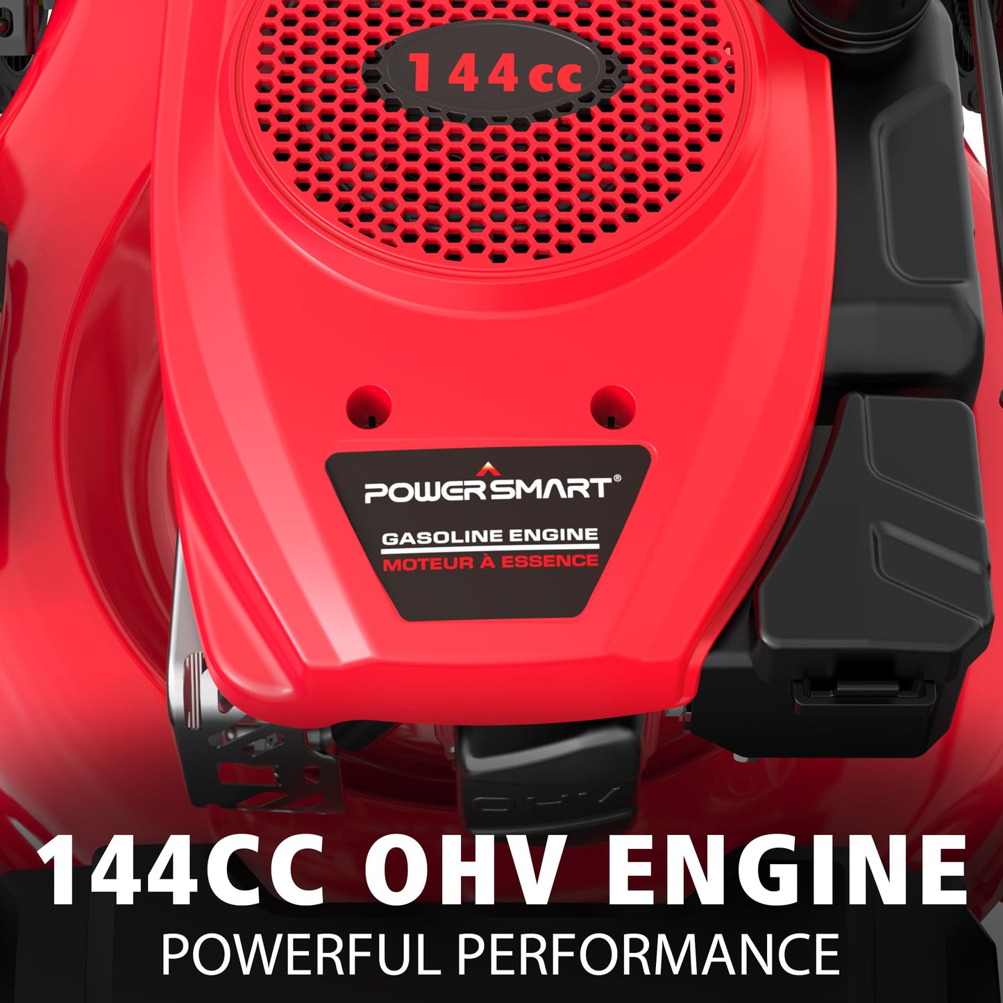 PowerSmart 21-Inch Gas Push Lawn Mower with OHV Engine, 3-in-1 (Bag/Mulch/Rear Discharge),6 Cutting Heights, Durable Steel Deck, Rear-Wheel Drive