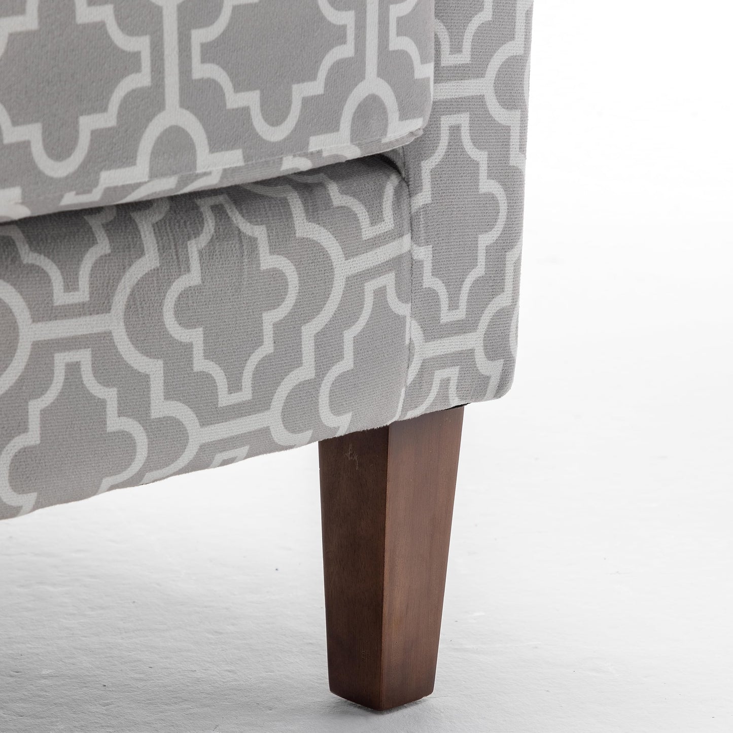 Container Furniture Direct Contemporary Accent Arm Chair with Birch Wood Frame and Velvet Upholstery, Armchair for Office and Living Room Decor, Removable Cushions, 03 Printed Fabric