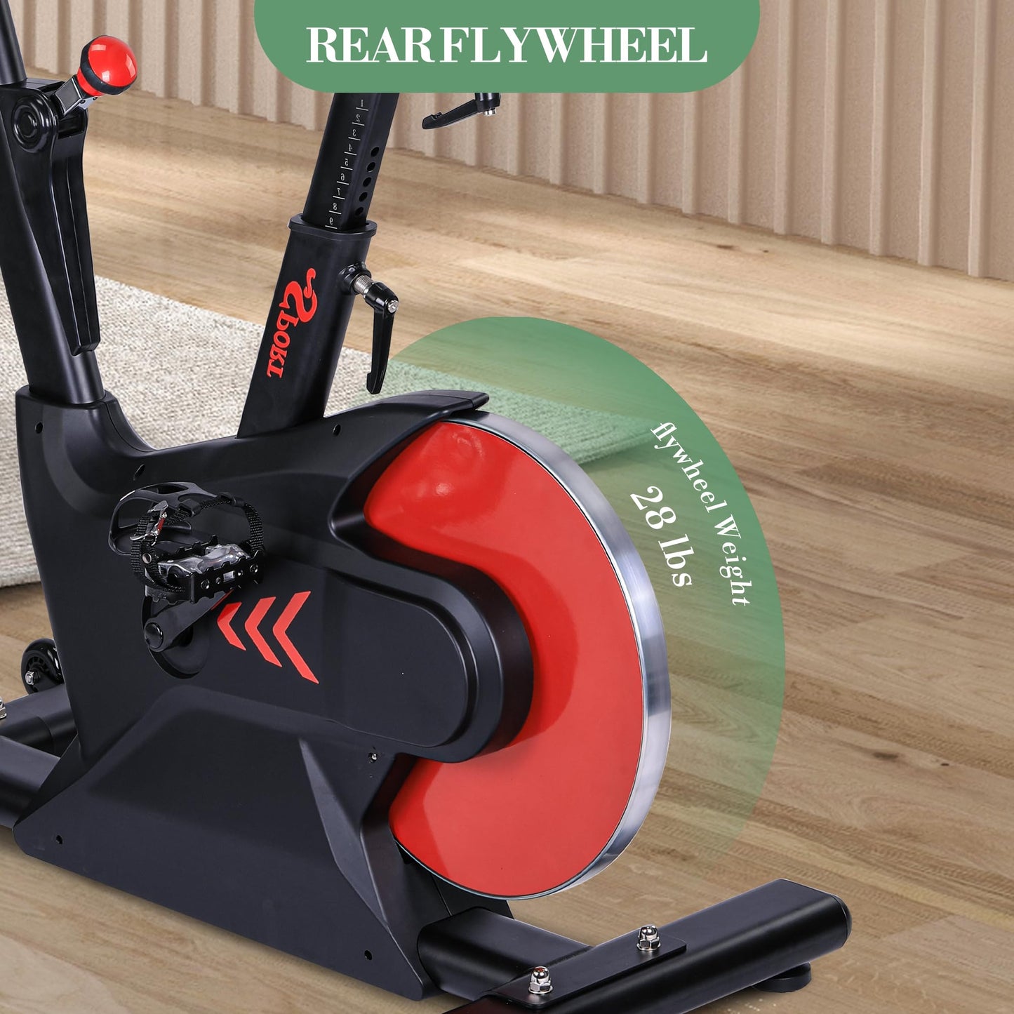 Exercise Bikes for Home, Low Noise Indoor Cycling Bike with 28 LB Rear Flywheel, Stationary Bicycle with App& LCD Monitor & Upgraded Seat Cushion for Home Cardio Workout