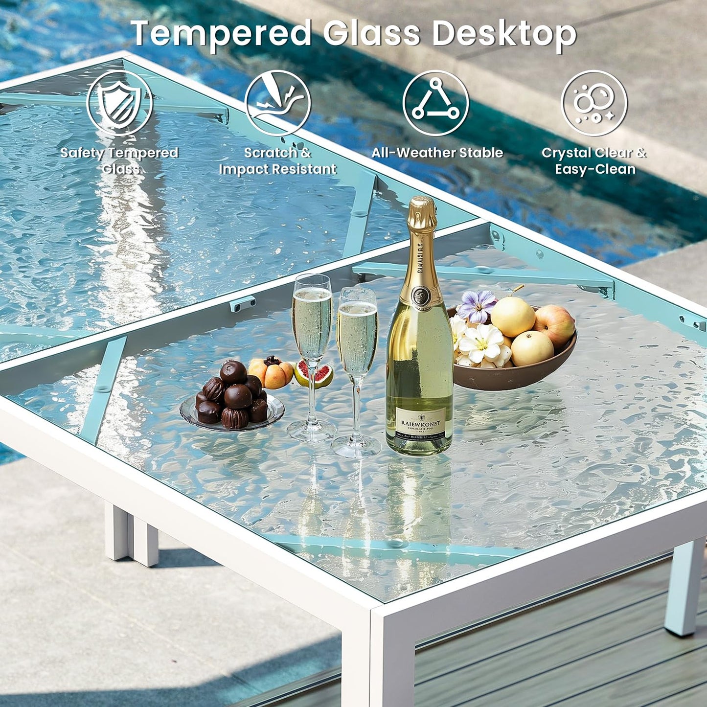 Jocoevol Outdoor Dining Set for 6 Patio Furniture Set 7 Piece Table and Chairs All Weather for Backyard Deck Garden