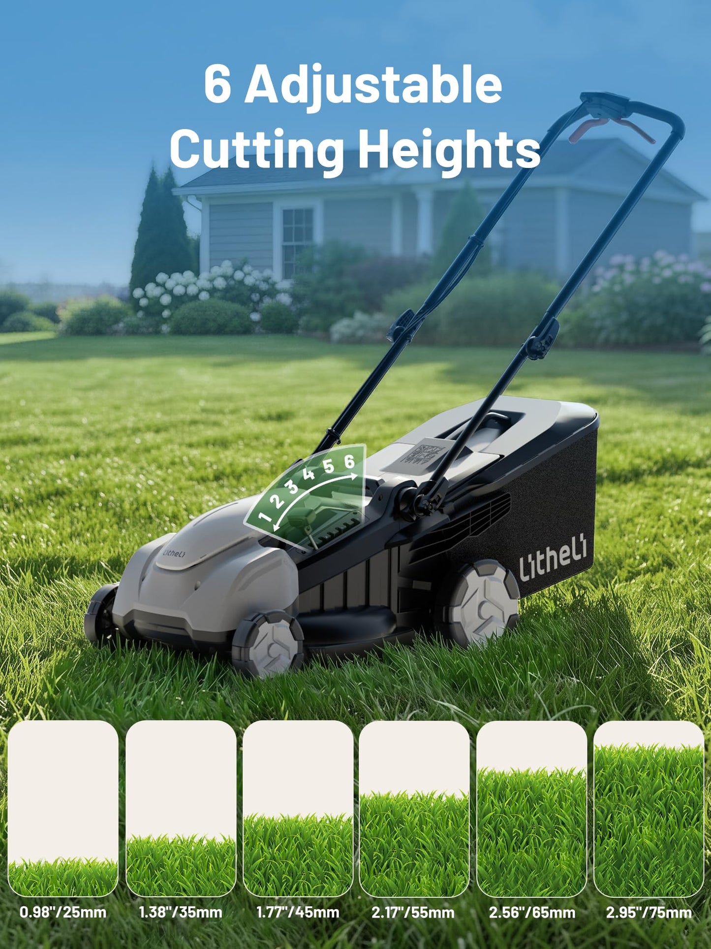 Litheli Self-Propelled Electric Lawn Mower 18", Battery Powered Mower(2 x 5.0Ah)