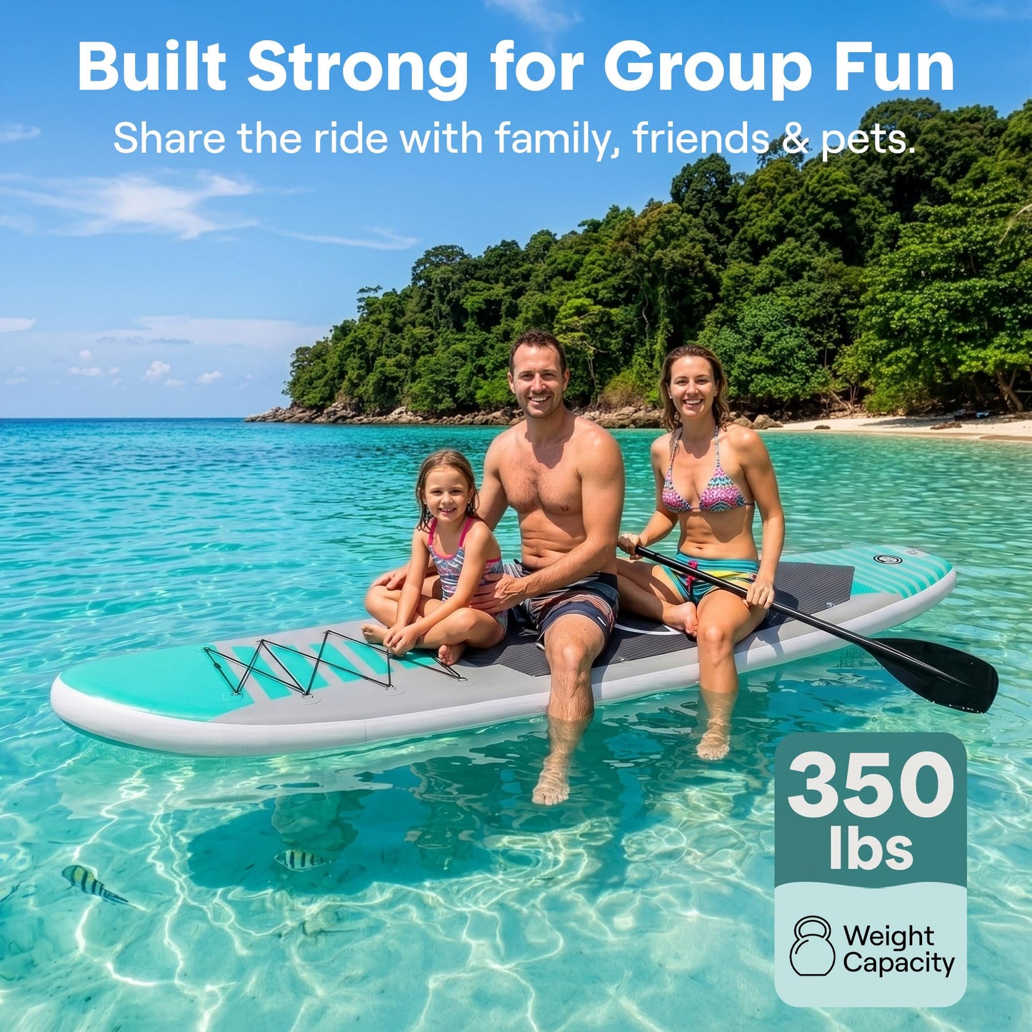 SereneLife 10’6” Inflatable Stand Up Paddle Board with Premium SUP Accessories - 32” Wide Stable Design with Non-Slip EVA Deck Pad, for Youth and Adults, 350 lbs. Capacity