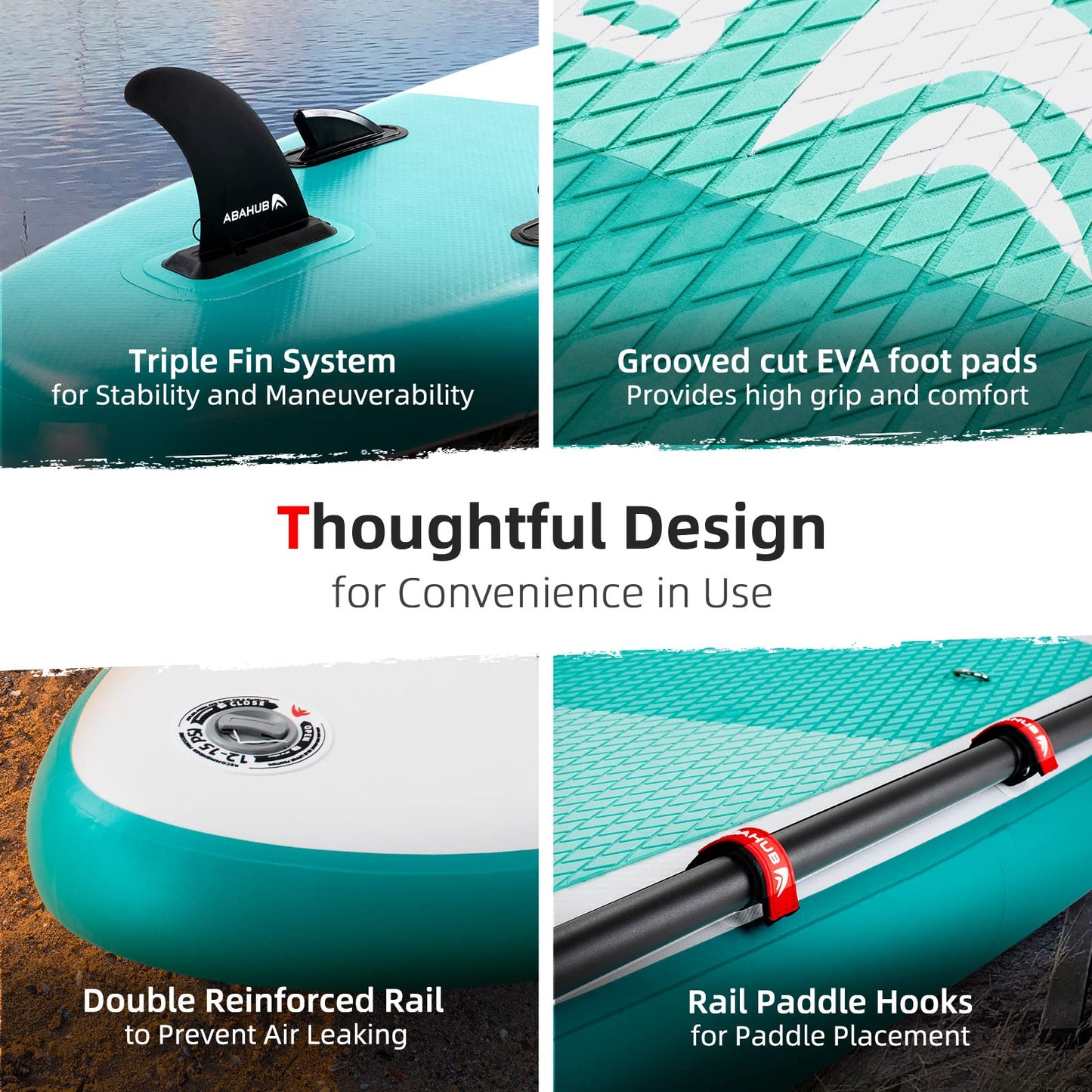 Abahub Inflatable SUP, Wide 10'6" x 31" x 6" iSUP, Green Standup Paddleboard with Adjustable SUP Kayak Paddle, for Yoga, Paddle Board, Kayaking, Surf, Canoe, Fishing
