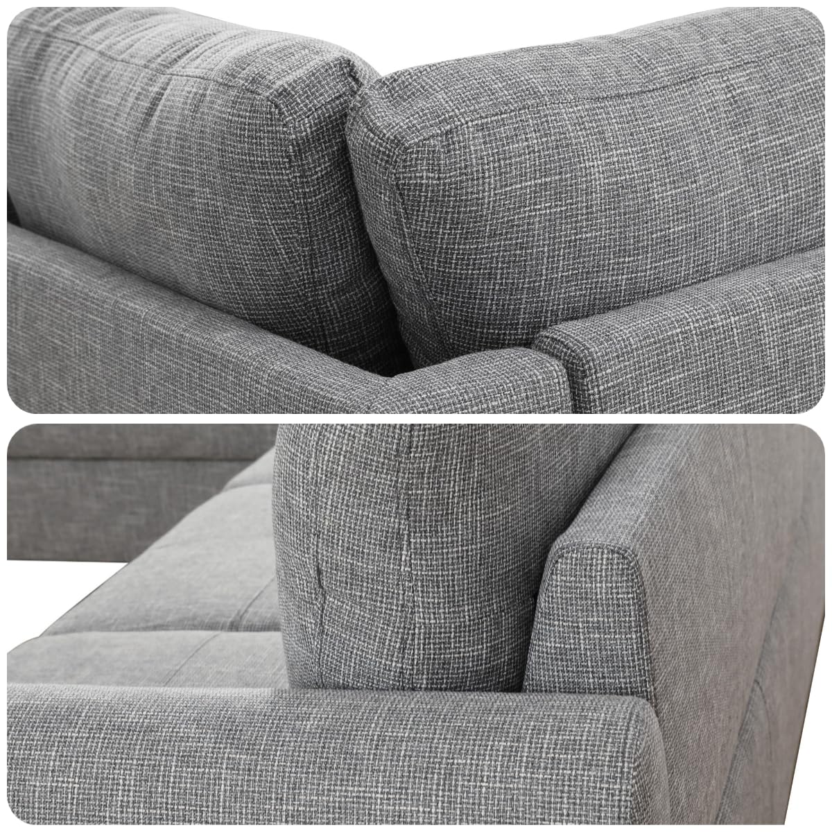 Trygoal L Shape Sectional Couch with Chaise, 97 Inch Modular Sofa with Ergonomic Reclined Backrest, Sectional Couches for Living Room, High-Density Foam, for Office and Small Apartment, Grey