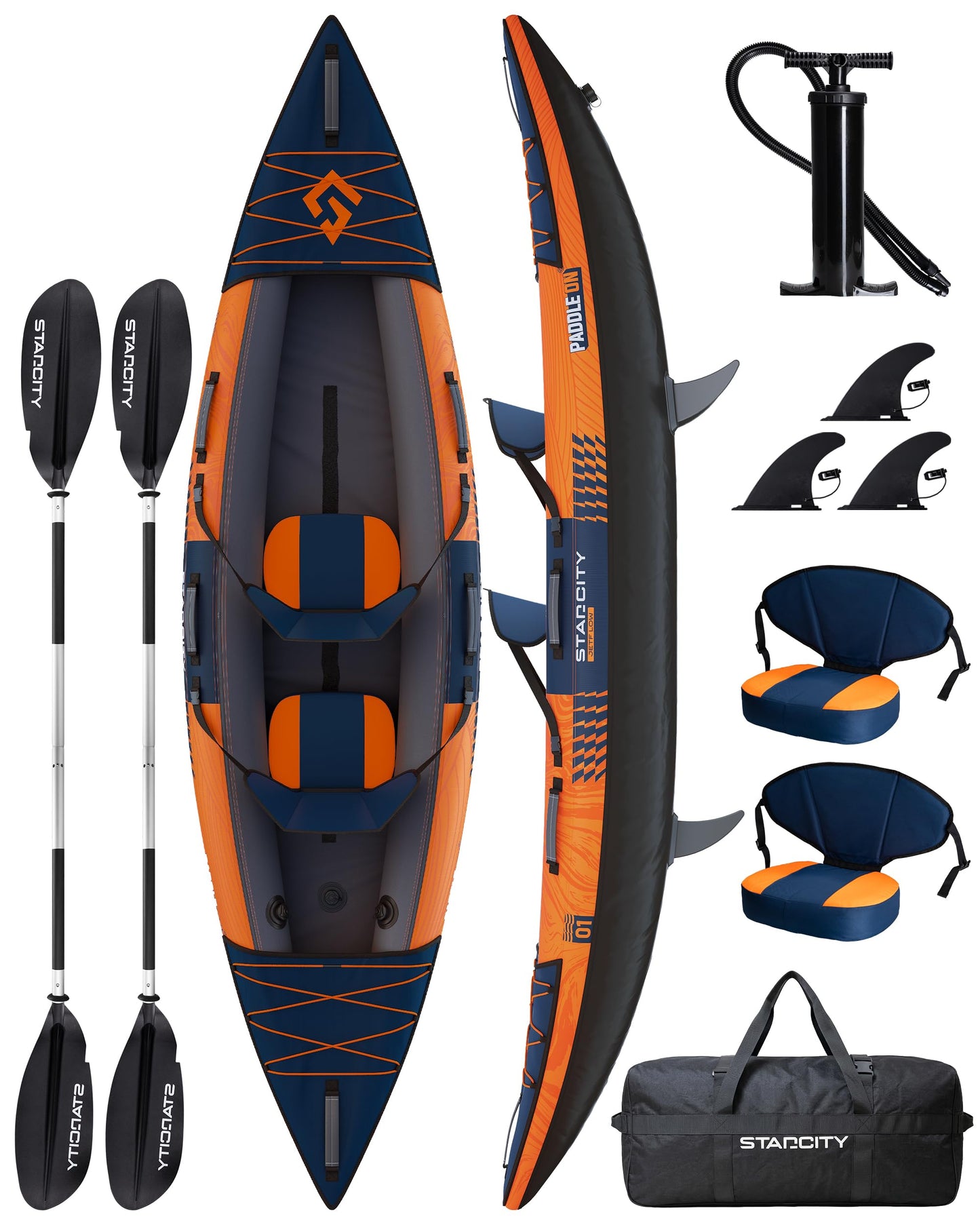 Kayak Inflatable Sit on Top Tandem Wide Stable Touring Fishing Performance 600 pound Capacity 12"2"*36"*13" for Lake Coastal Exploration Family Kayak Beginners Angler Kayak Adjustable Seat Footrest