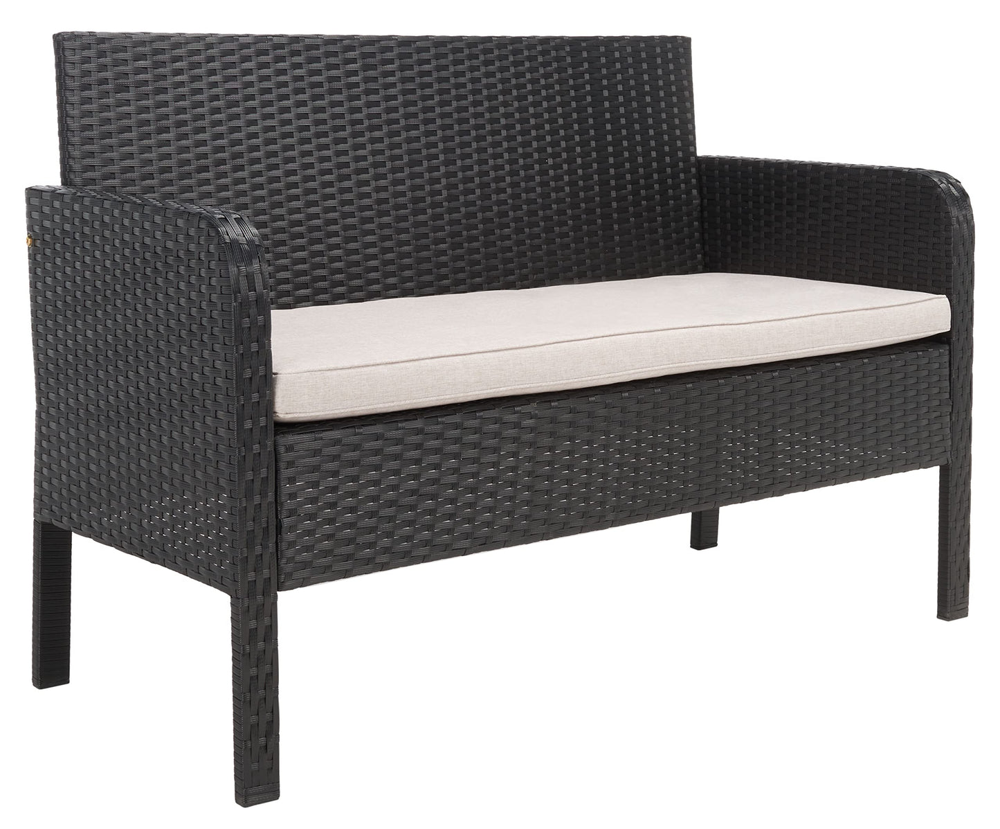 SAFAVIEH Outdoor Collection Aboka Black/Light Grey Cushion 4-Piece Conversation Patio Set