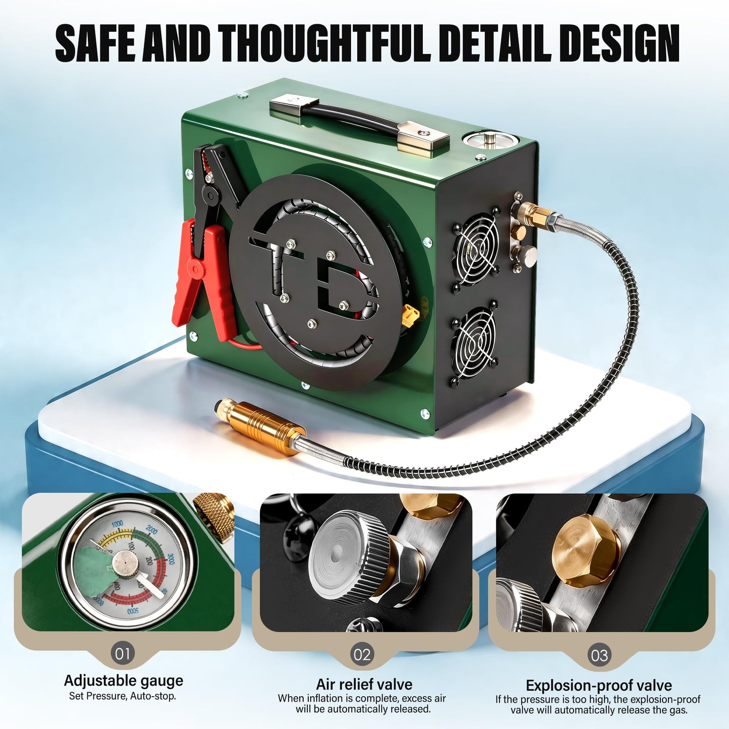 TUDIVING-Portable 4500Psi / 30Mpa Auto-Stop Air Compressor