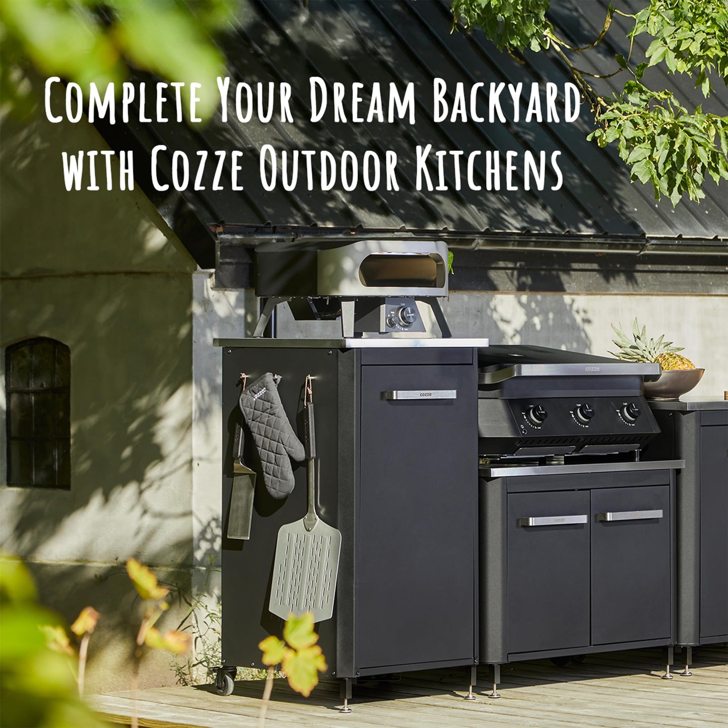 Cozze 13" Classic Portable Outdoor Pizza Oven - Fire & Stonebaked 13 Inch Pizzas in 60 Seconds - 28mbar Propane Gas Oven, Oven Door, Cordierite Pizza Stone, Built-in Thermometer, Gas Hose & Regulator