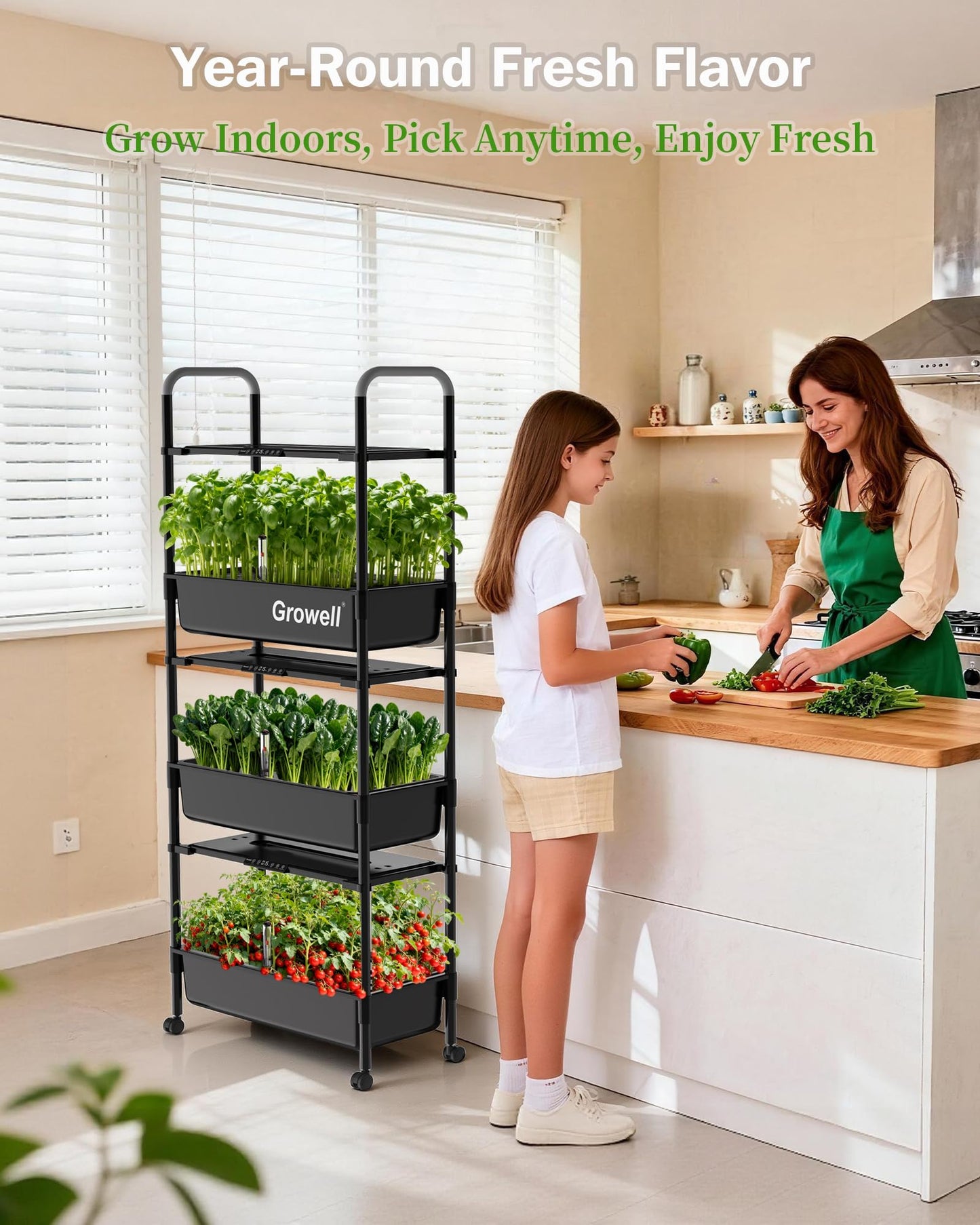 Growell Large Hydroponics Growing System Kit, 81 Pods Vertical Indoor Herb Garden Kit with LED Grow Light & Independent Water Pump, 42L Movable Indoor Planter Perfect Gardening Gifts (3 Tier-Black)