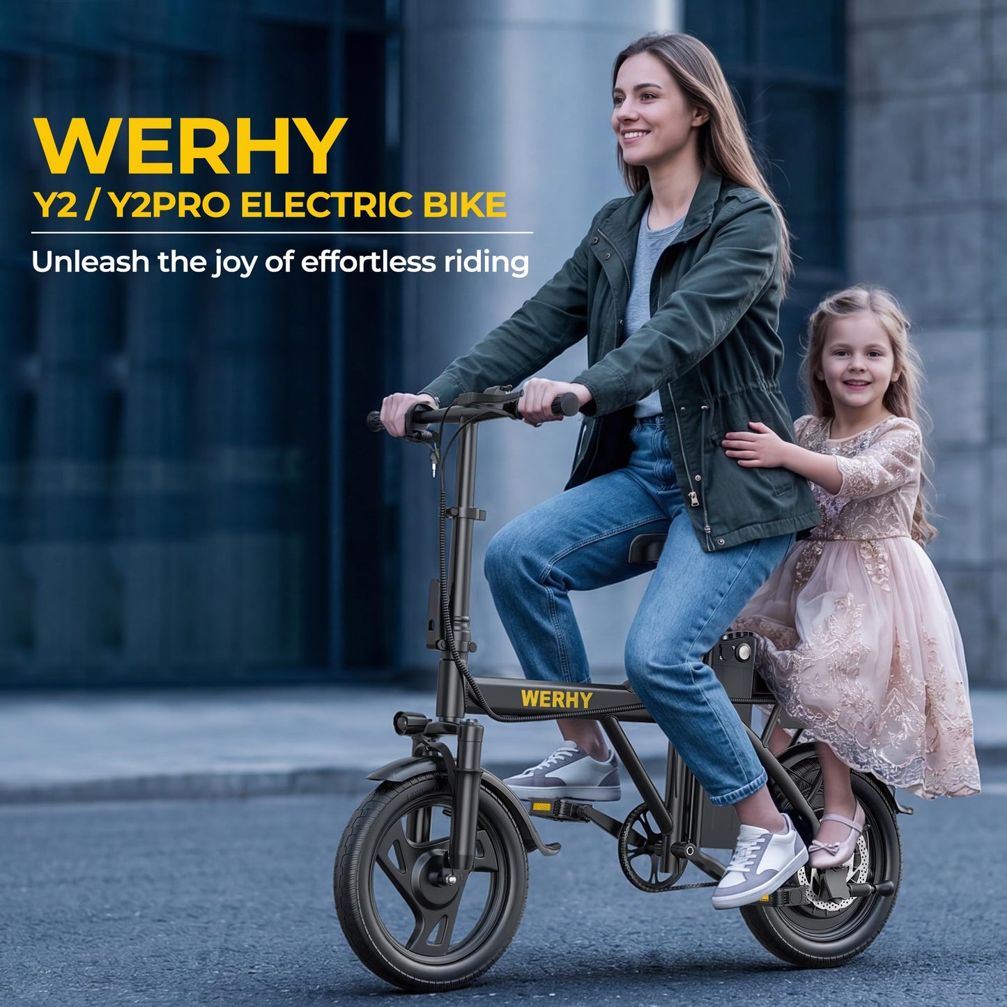 WERHY Electric Bike for Adults, 14" Tire Electric Dirt Bike with 48V Battery, Max 20/30 Miles Range (Pedal Assist Mode), Mini E Bikes