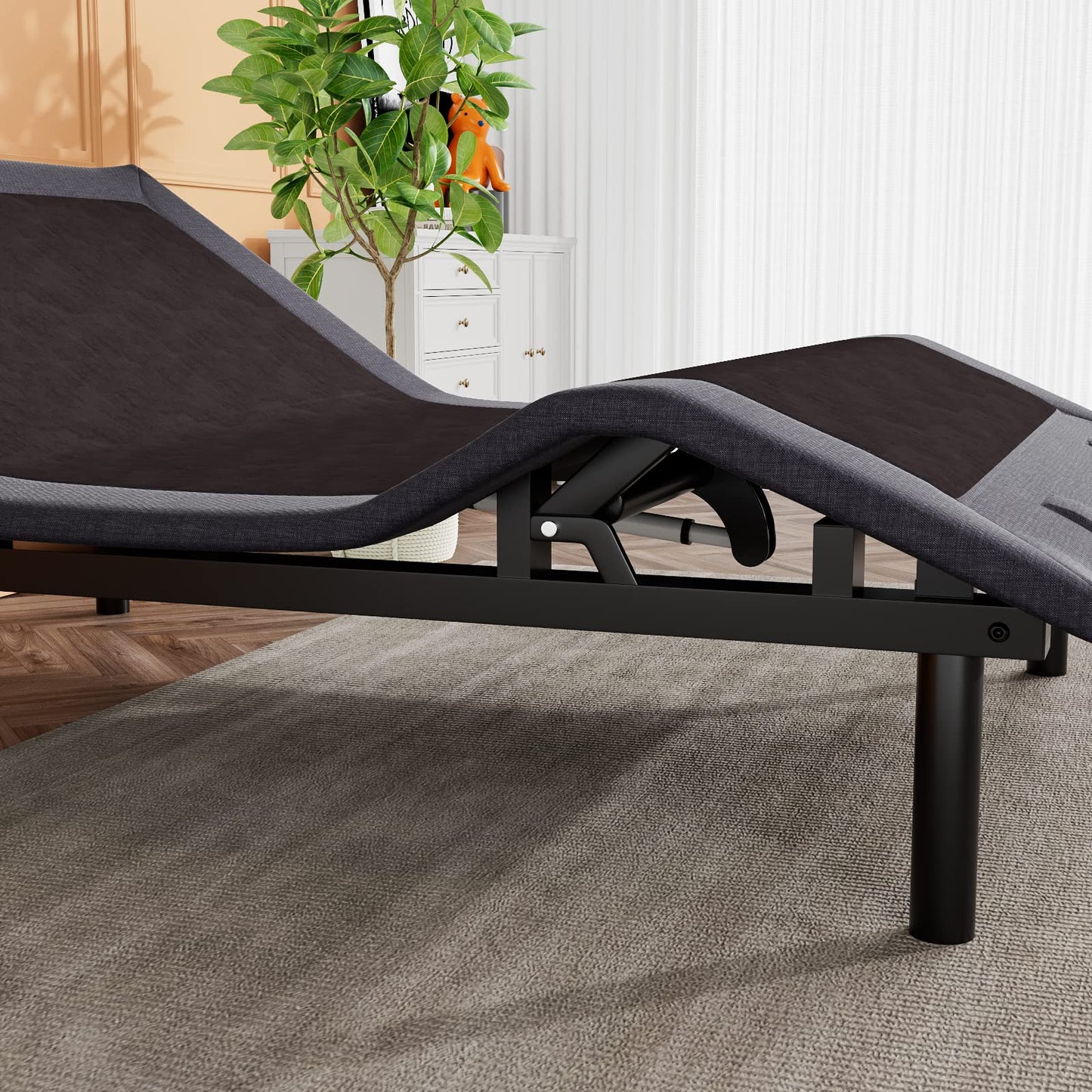 SHA CERLIN Electric Adjustable Bed Base, Ergonomic Basic Full Size Bed Frame with Upgraded Motors and Wireless Remote Control, Independent Head and Foot Incline, Assembly Required