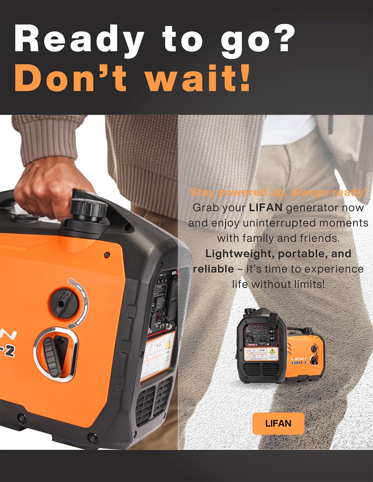 LIFAN 2300W Gasoline Inverter Generator - Portable, Quiet & Fuel-Efficient Power Solution for Home, Camping, RV & Emergency Use with Parallel Capability