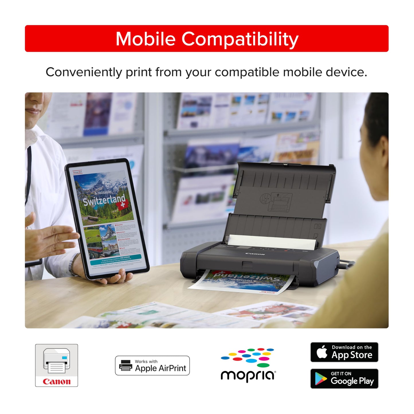 Canon PIXMA TR160 Wireless Portable Printer, 50-Sheet Paper Tray and 1.44" Display
