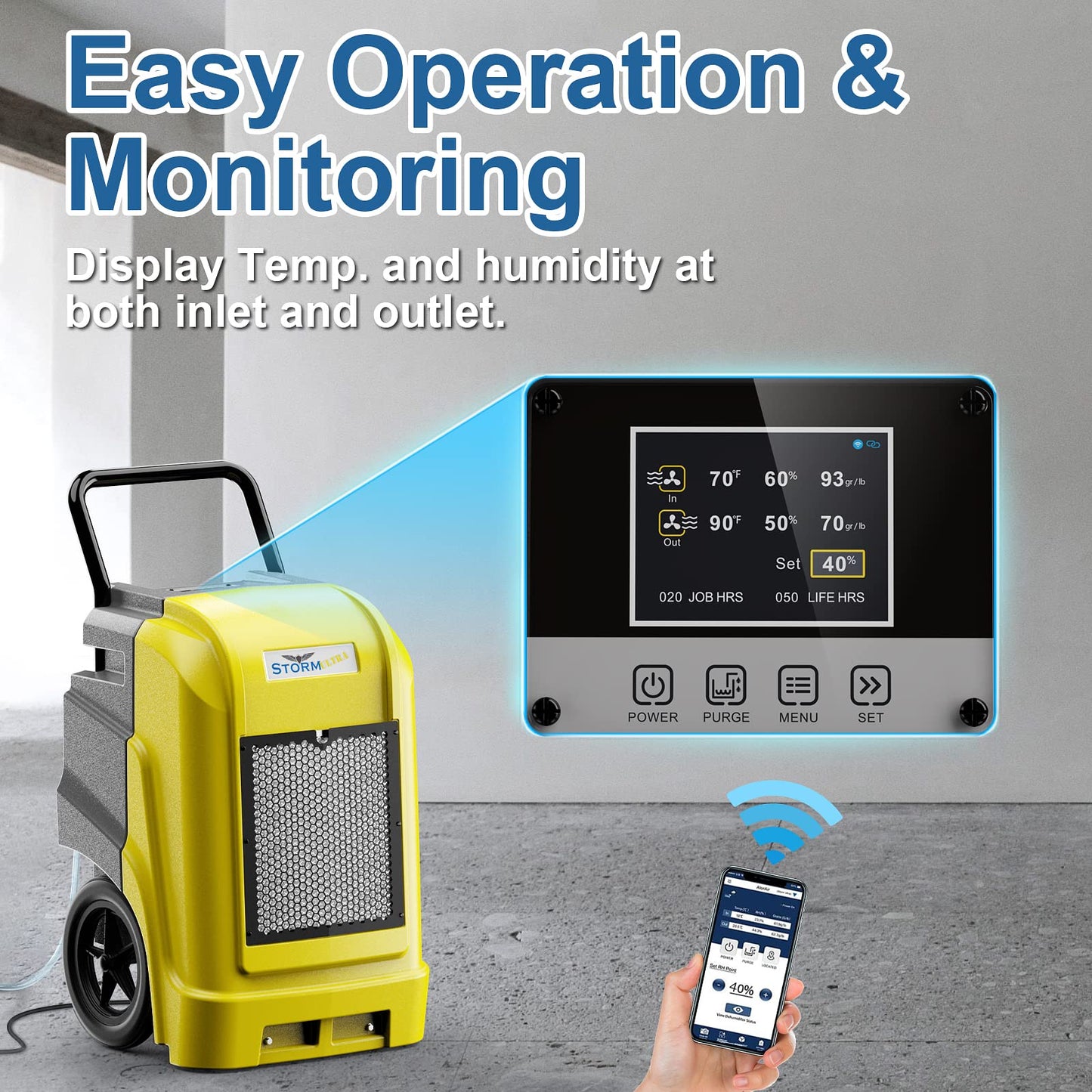 ALORAIR Commercial Dehumidifier with Pump Drain Hose, 190 Pints Smart WiFi Industrial Dehumidifiers Large Capacity for Basements, Garages, Mall & Job Sites, 6 Years Limited Warranty