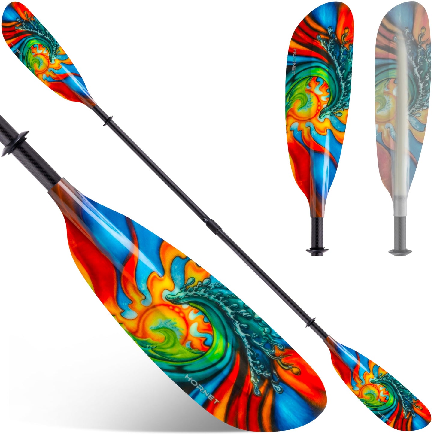 Hornet Watersports Waves Fiberglass Kayak Paddle for Adults- Ideal for Touring, Fishing and Boating- 90.5 inches / 230CM Adjustable with Carbon Fiber Shaft- Kayak Oars Kayaking Equipment