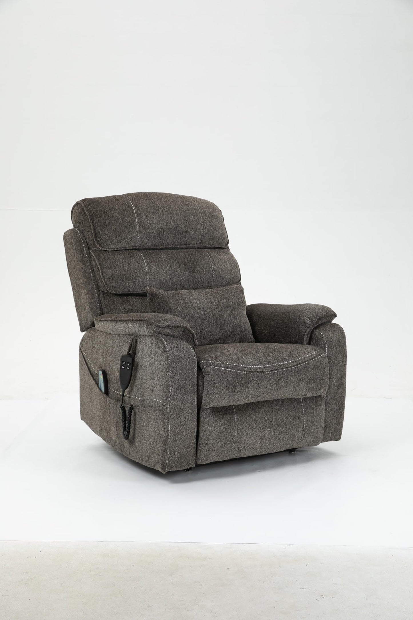 Ball & Cast Lift Recliner Chair with Sides Pockets,Lounge Relax Single Sofa W/Maximum Adjustable Tilt 180 Degrees and Multi-Function Massage & Heat,Armrests W/Cup Holder,for Living Room,Light Brown