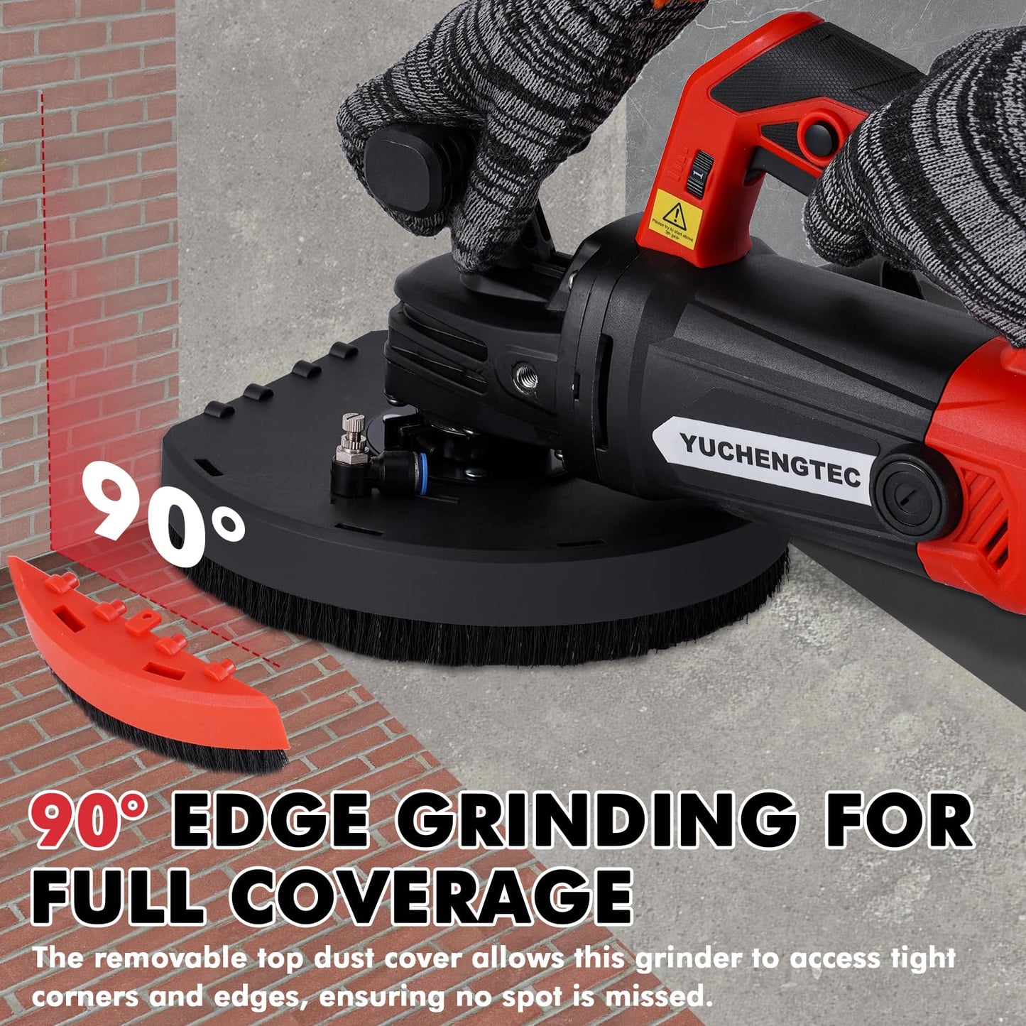 YUCHENGTECH 7 Inch Concrete Grinder with Dust Collector Floor Grinder with Vacuum 2200W 0-4800RPM with Auxiliary Handles & Storage Case for Concrete Cement Granite Marble