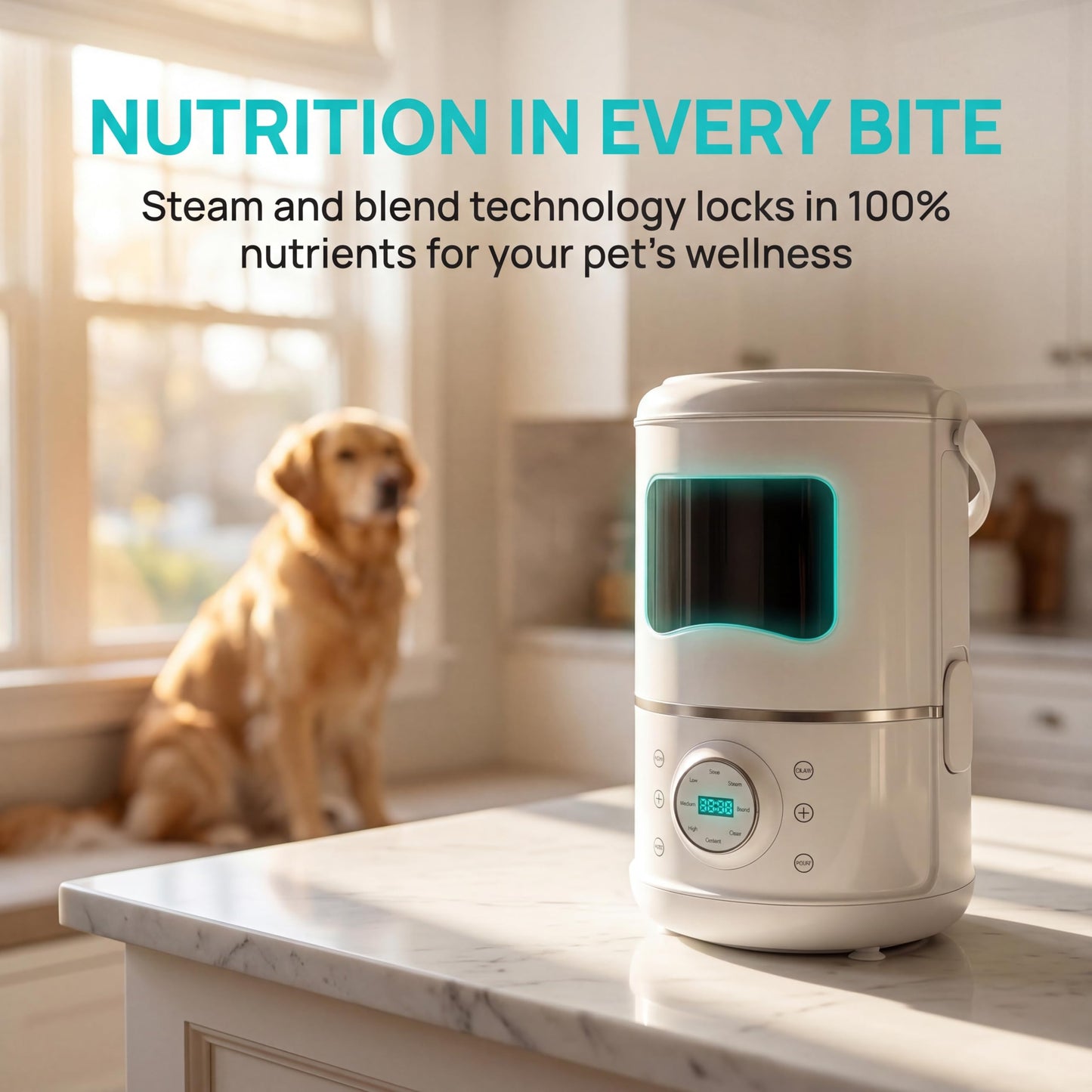 Automatic Pet Food Maker & Processor, Premium Fresh Dog & Cat Food Machine, Steam and Blend in One, Nutrient-Locking Water-Bath Steaming, Self-Cleaning, 3L Capacity, Food-Grade 304 Stainless Steel