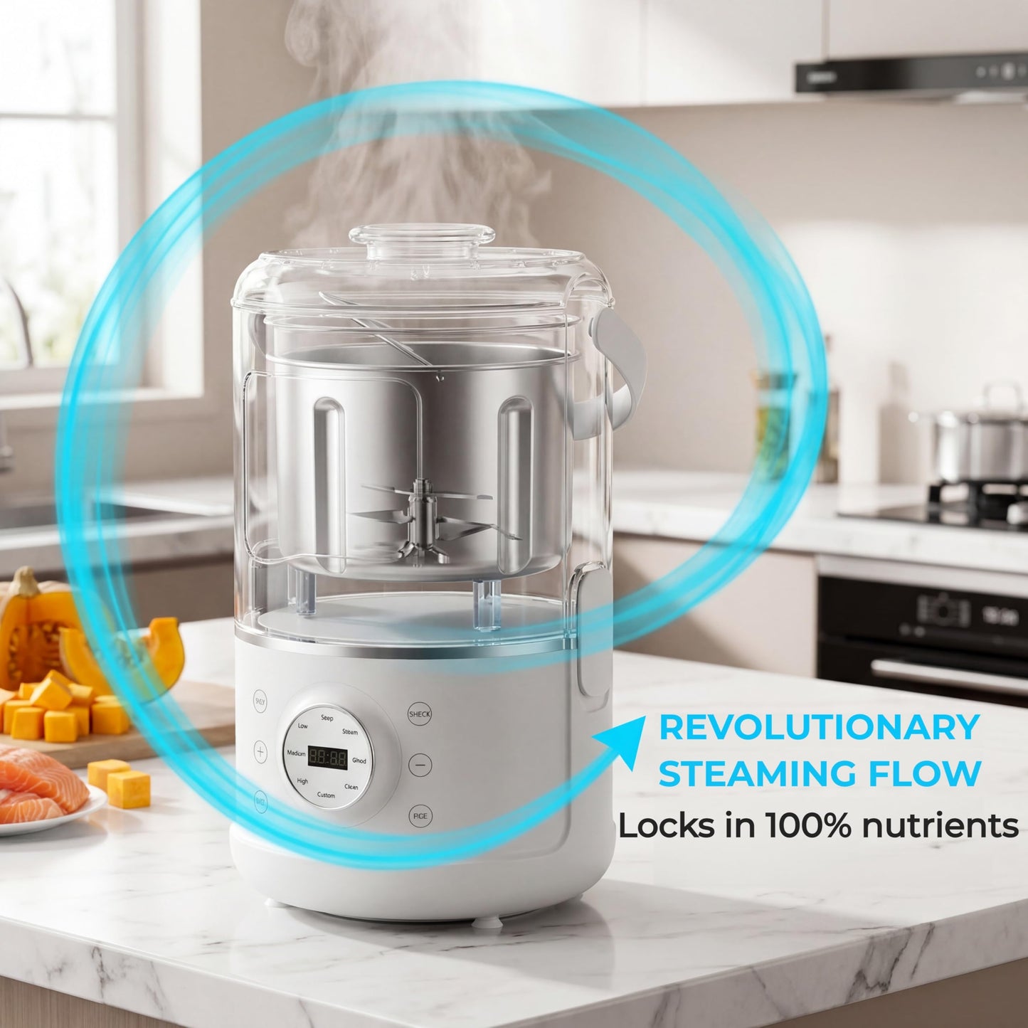 Automatic Pet Food Maker & Processor, Premium Fresh Dog & Cat Food Machine, Steam and Blend in One, Nutrient-Locking Water-Bath Steaming, Self-Cleaning, 3L Capacity, Food-Grade 304 Stainless Steel