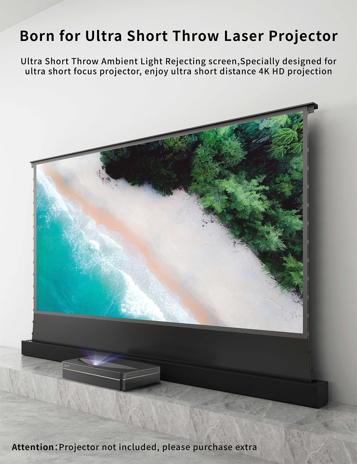 VIVIDSTORM S PRO Motorized Tension Floor Rising Projector Screen 100-inch | Home Cinema Setup |Black housing,VSDSTUST100H