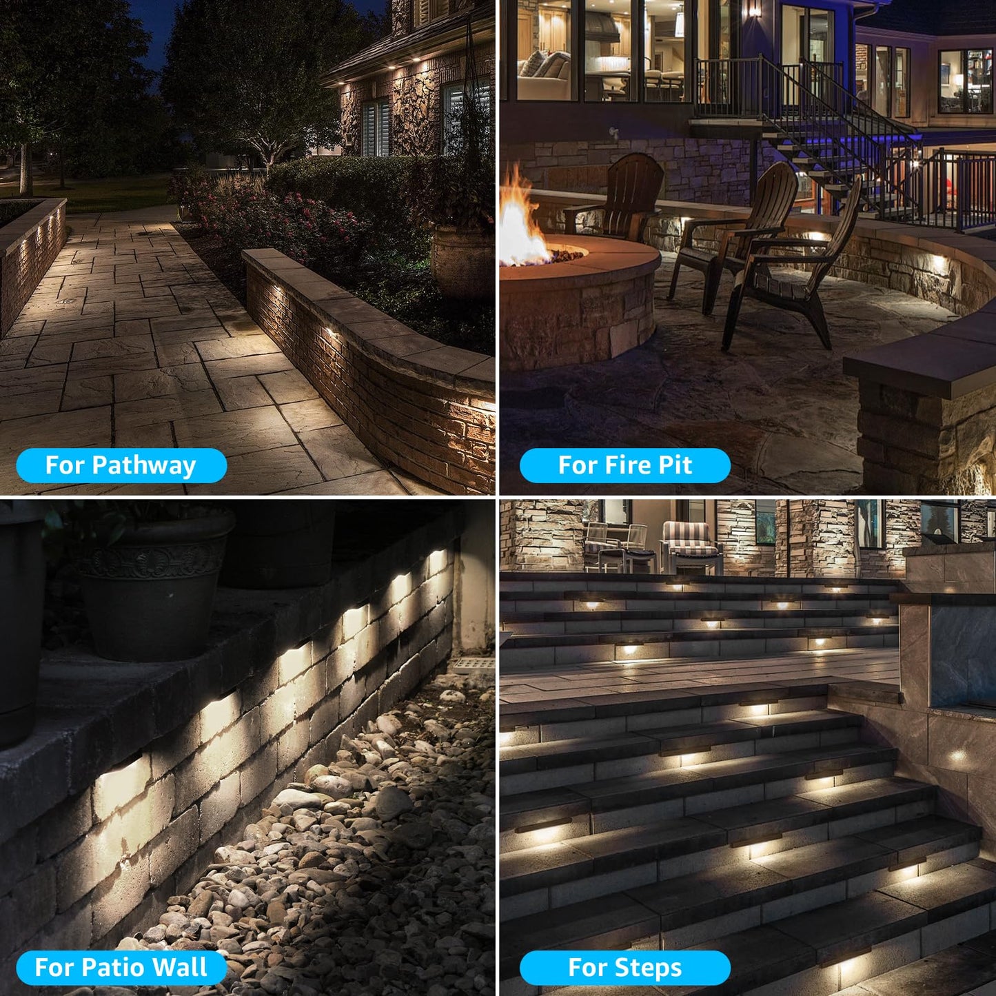 SUNVIE LED Hardscape Lighting, 12 Inch, 7W, Waterproof, 2700K Soft White, Matte Black, Model CLWF0712C, 12 Pack