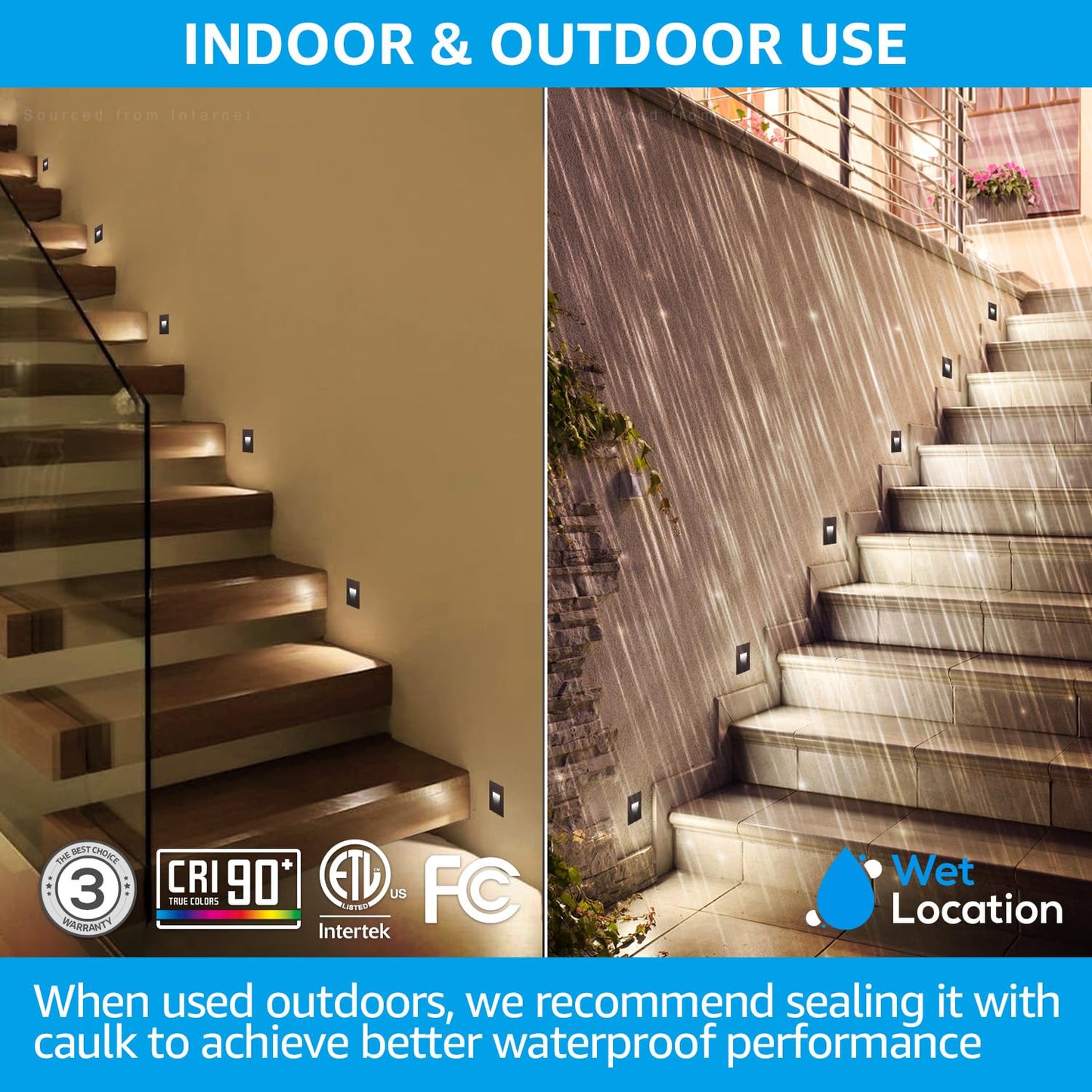 LEONLITE LED Step Lights, Dimmable 3.5W, 110lm, Aluminum, 3000K Warm White, 2.88 Inch, Bronze, Pack of