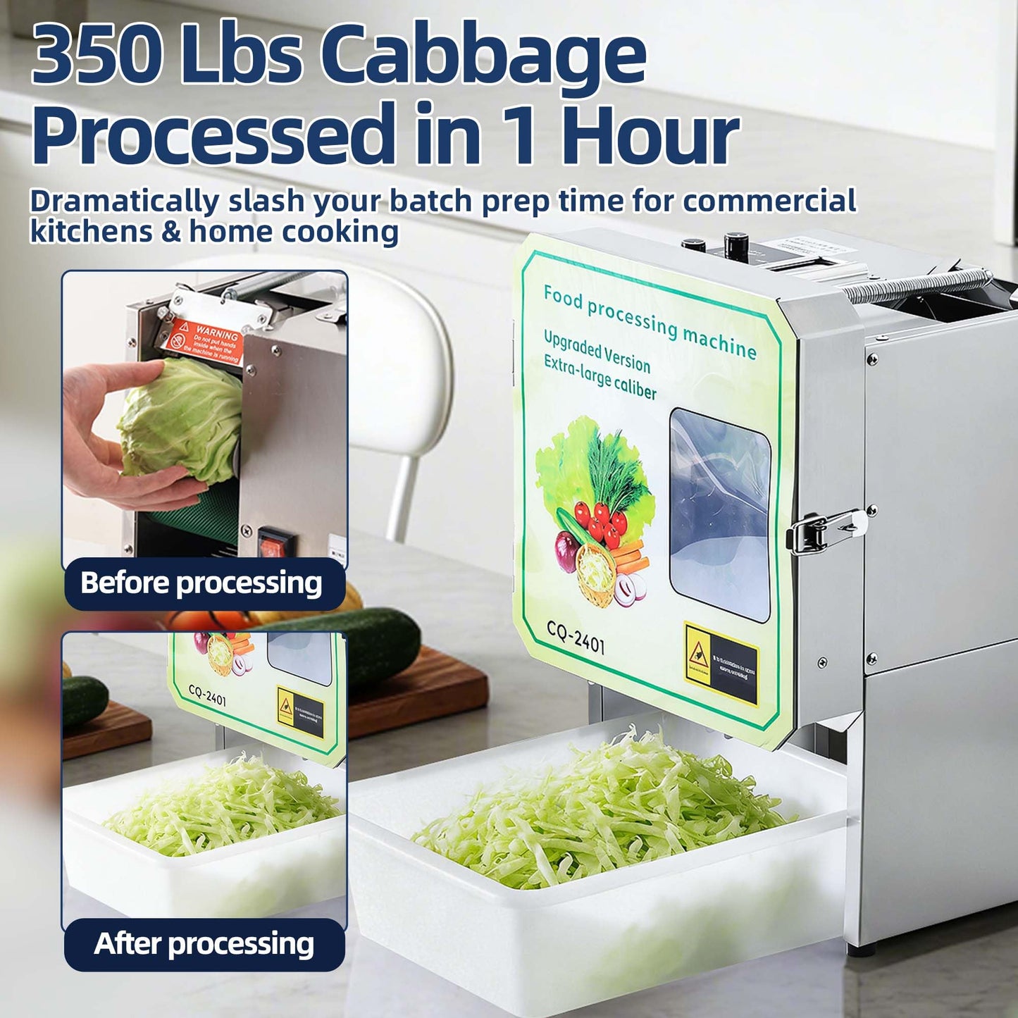 USAJZM Electric Vegetable Chopper & Slicer, Multi-Functional Vegetable Processor Slices, Shreds, Sections, Easy Clean Automatic Shredder for Commercial & Home Kitchen, Salad, Meal Prep
