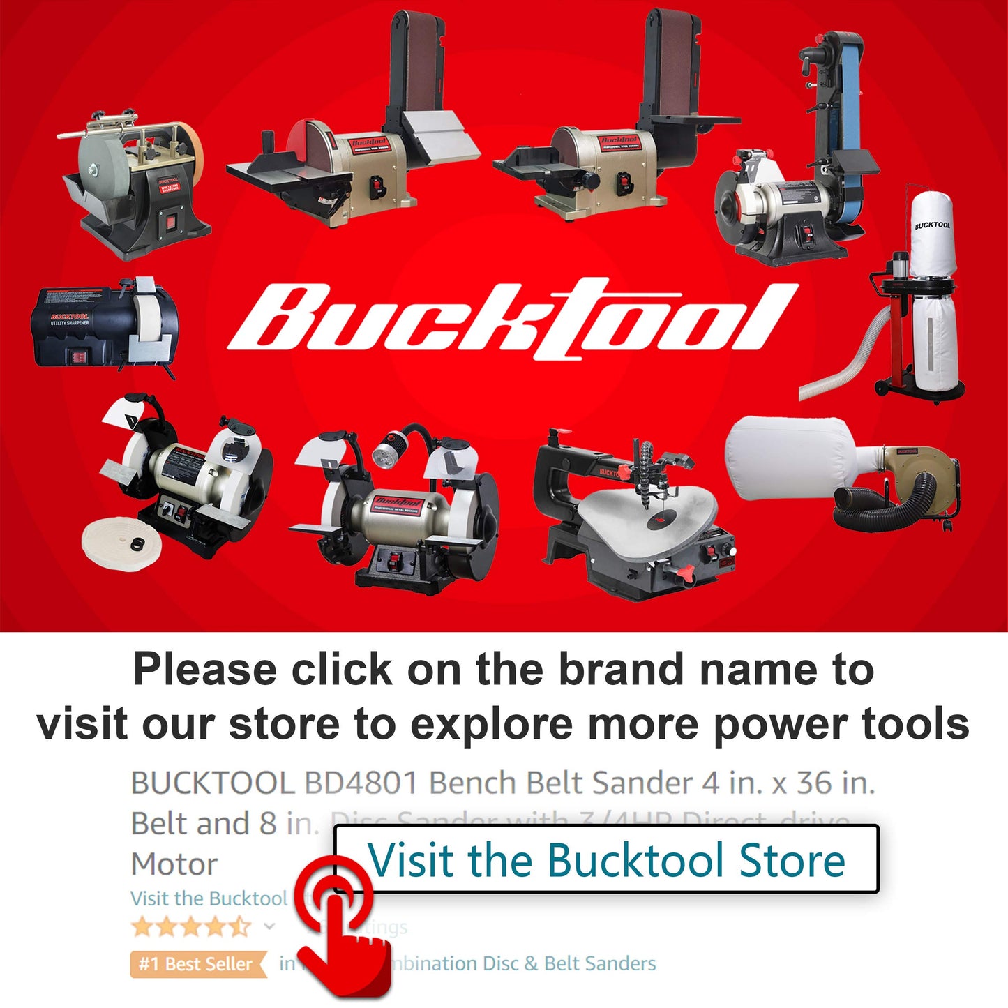 Bucktool 2 x 42 Belt Sander and 6 Inch Bench Grinder Combo, 1/2 HP 3.5 Amp Knife Sharpener for Knife Making, Metalworking, Woodworking, Benchtop Belt Grinder with Large Work Table