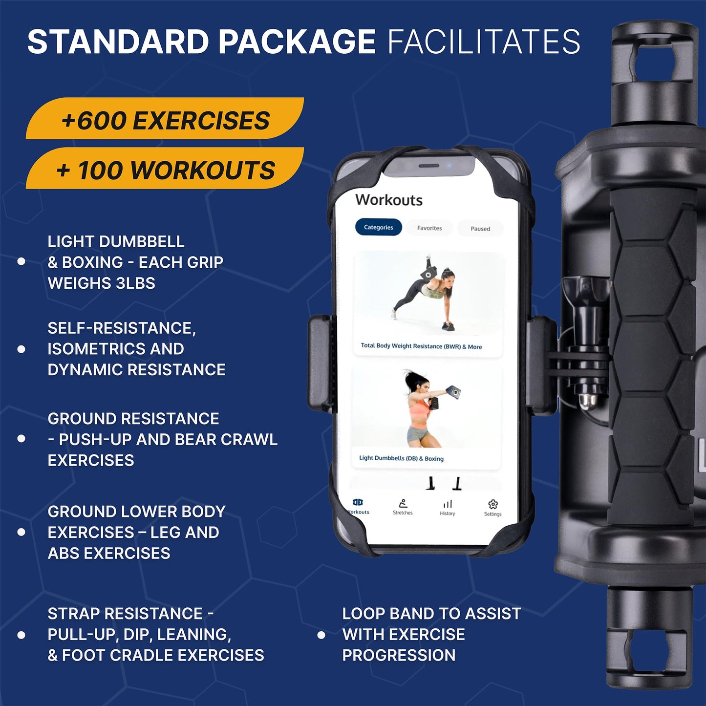 Ultimate Fitness Strength Trainer iOS App & Portable Hand-Held Calisthenic Gym - Olympus Grip by Fitnix