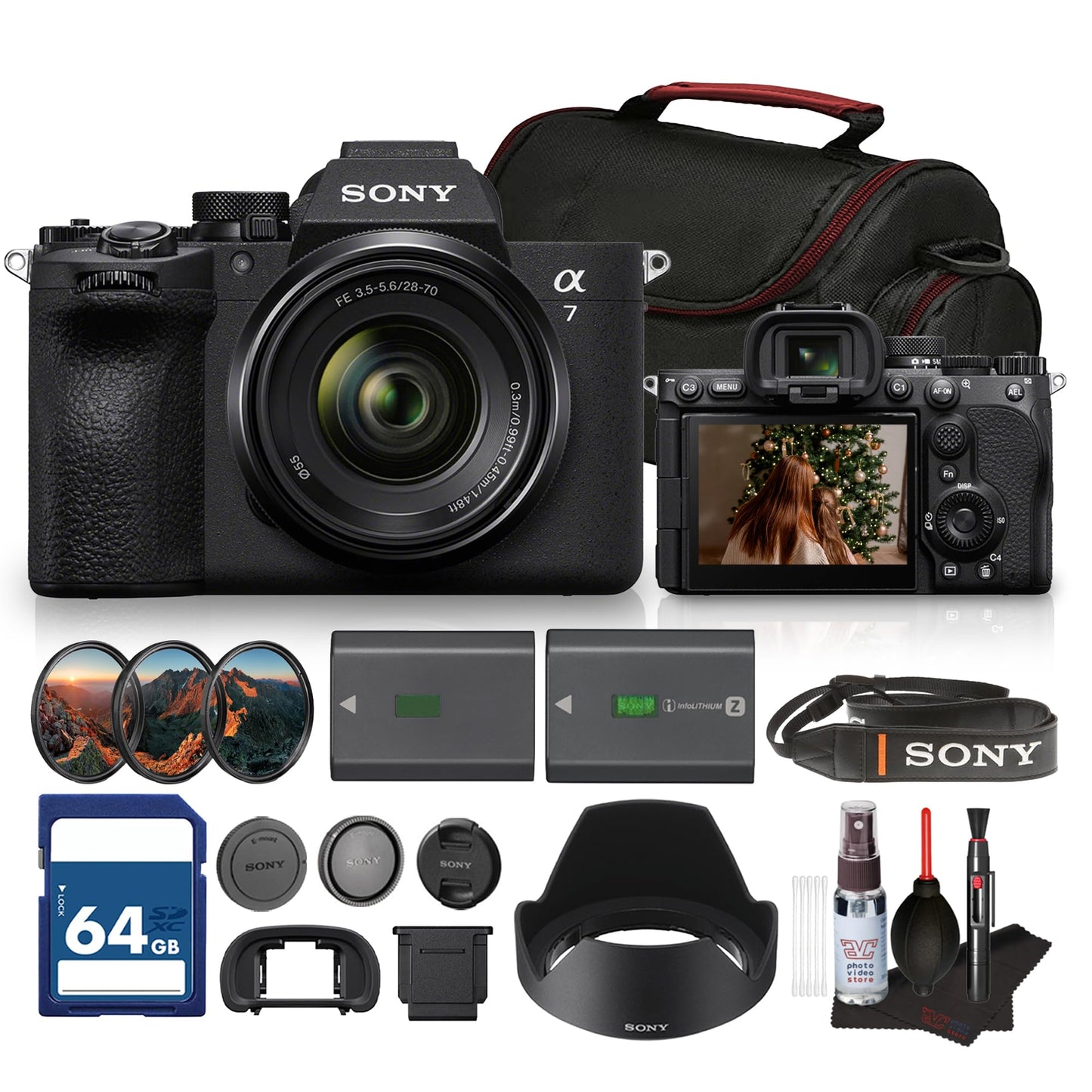 Sony a7 V Mirrorless Camera with 28-70mm Lens | Full-Frame E-Mount Sensor, Advanced Autofocus, & 4K Video Recording | for Photography & Hybrid Creators + 64GB Card + Battery + Bag