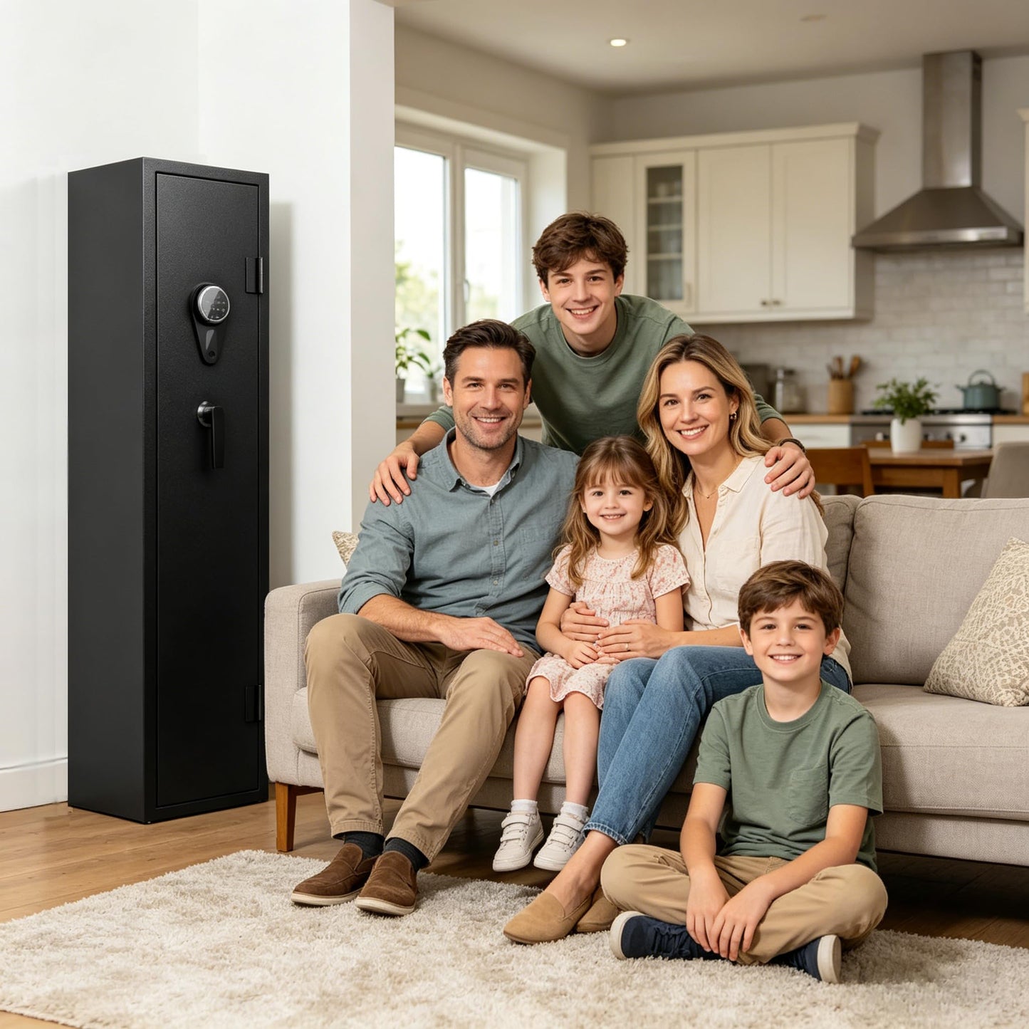 KAER Assembled Gun Safe for Rifles and Pistols with Electronic Lock Steel Gun Cabinet for 3-5 Shotguns 5 Handguns and Ammo Large Rifle Safe for Home Gun Owner with Removable Shelf Gun Rack LED Light