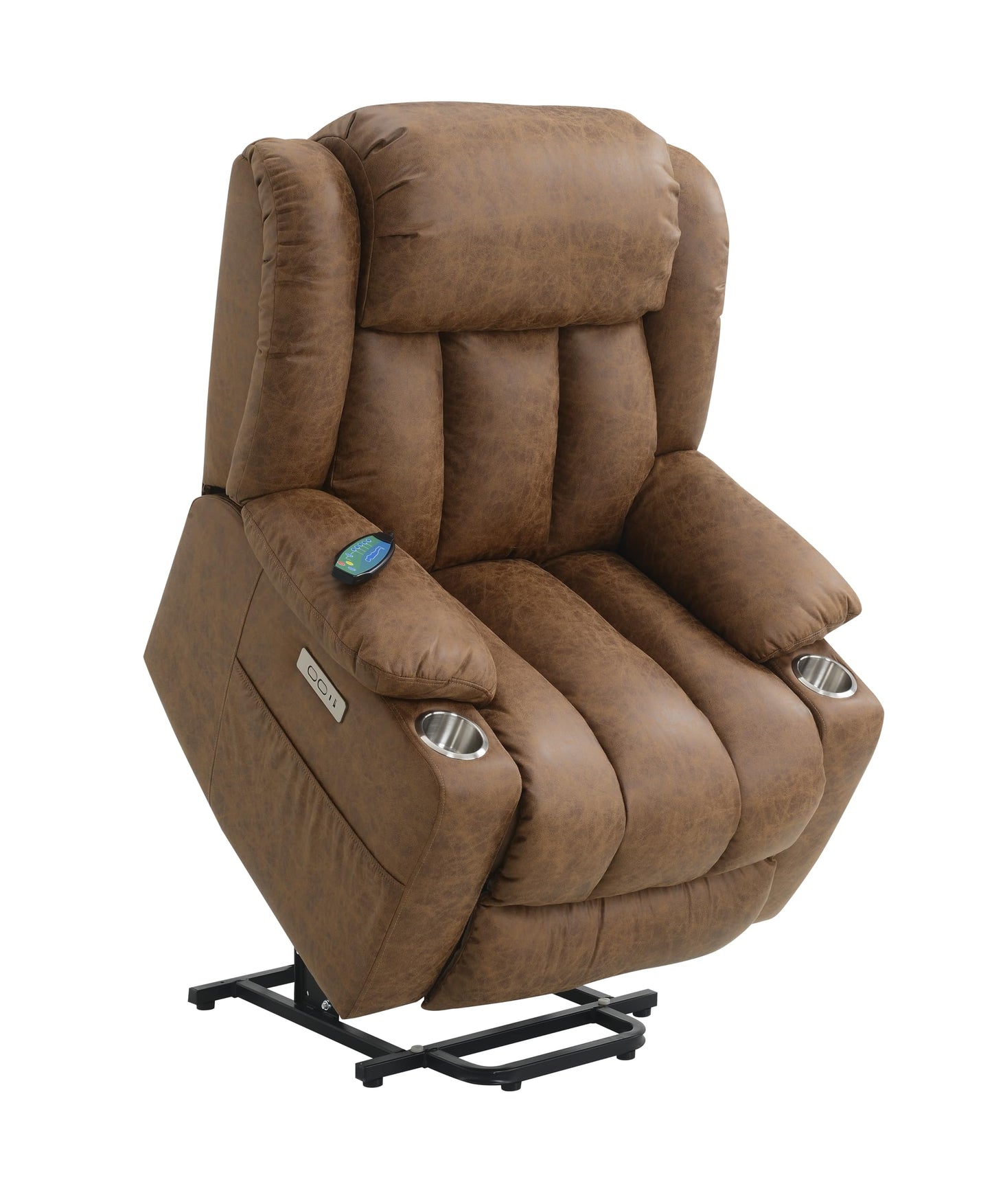 Acme Omarion Faux Leather Power Recliner with Lift/Heating and Massage in Brown